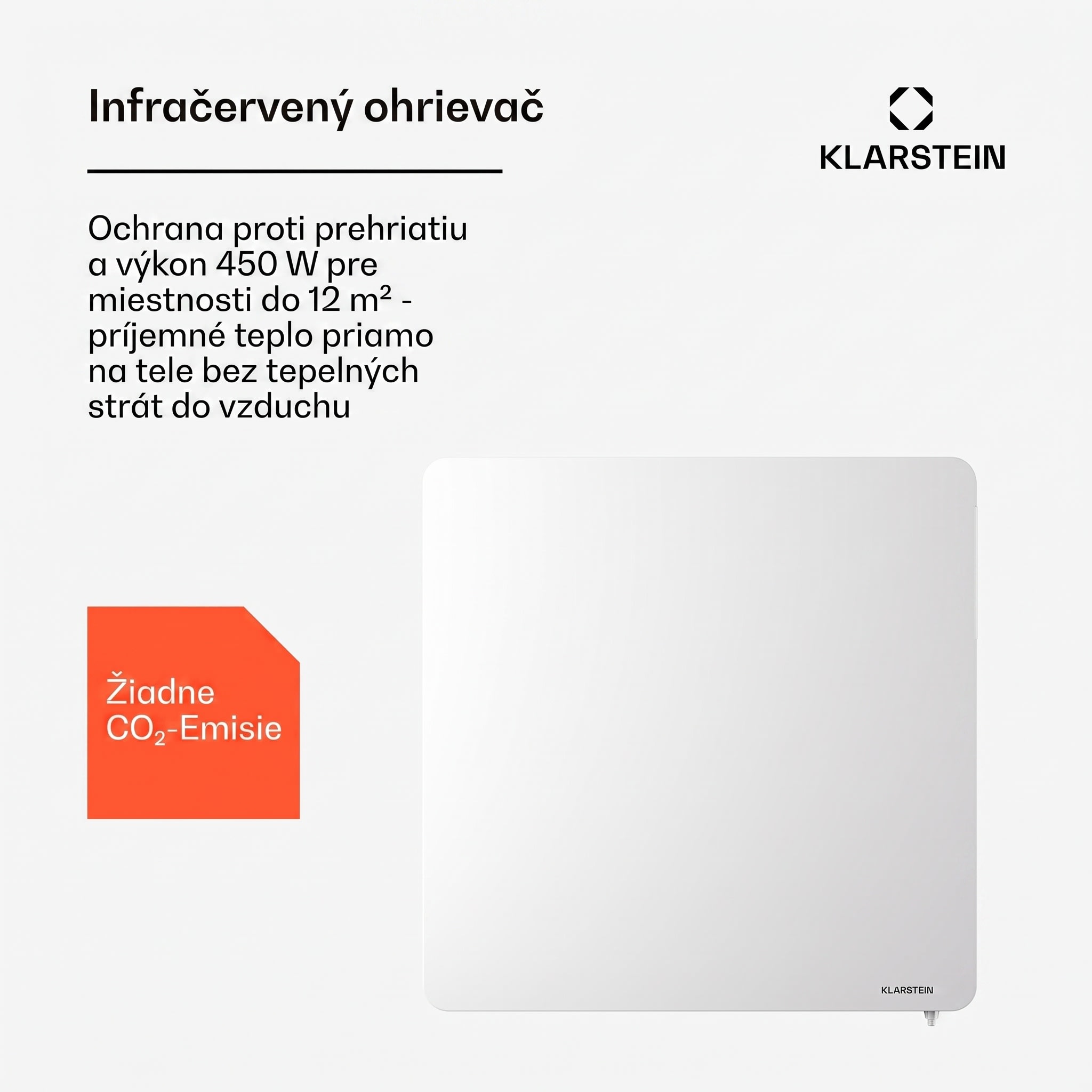 Klarstein Hybridné infračervené kúrenie Wonderbeam | 450 W | 6–12 m² | Moderný dizajn | 60 × 60 cm – Obrázok 2