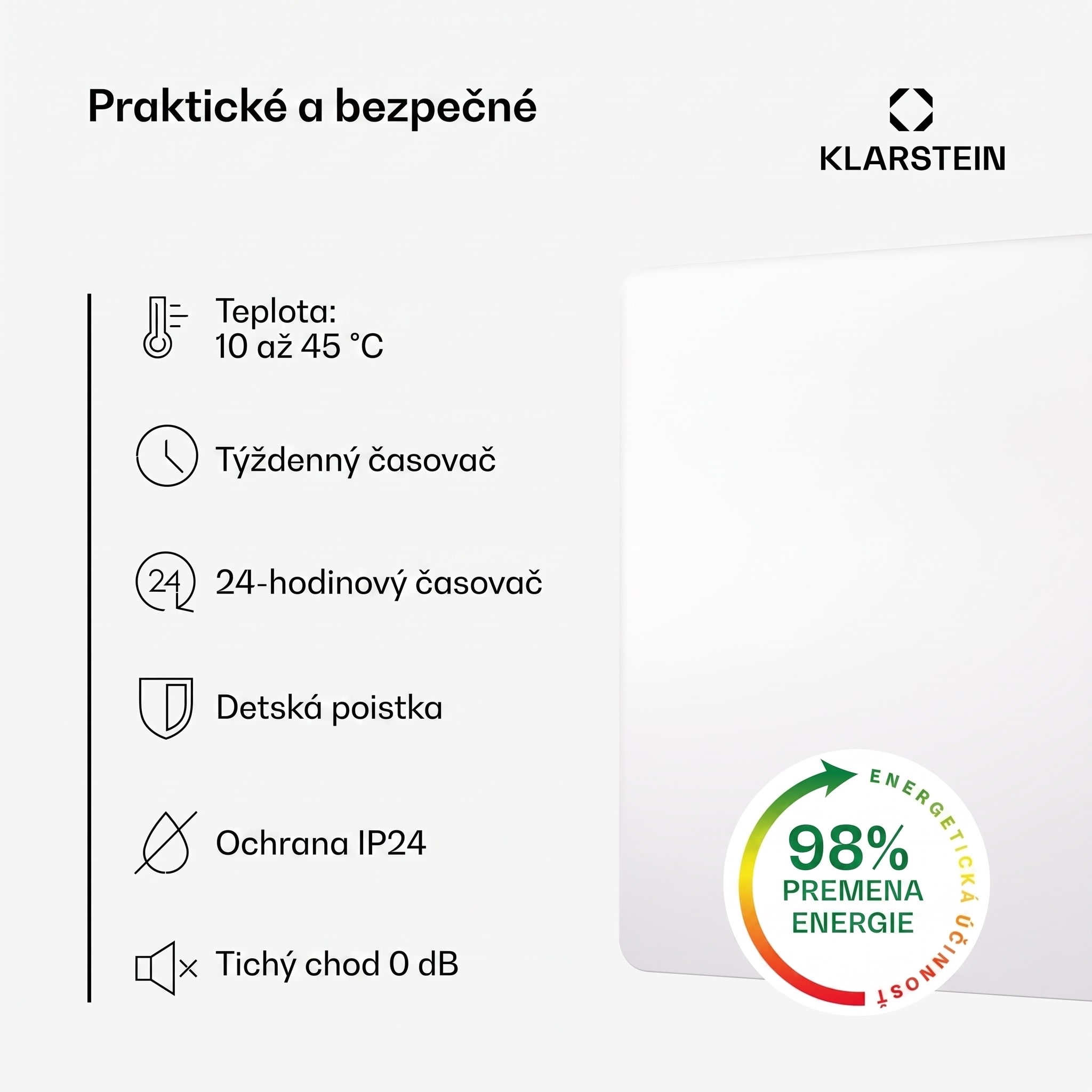 Klarstein Hybridné infračervené kúrenie Wonderbeam | 450 W | 6–12 m² | Moderný dizajn | 60 × 60 cm – Obrázok 4
