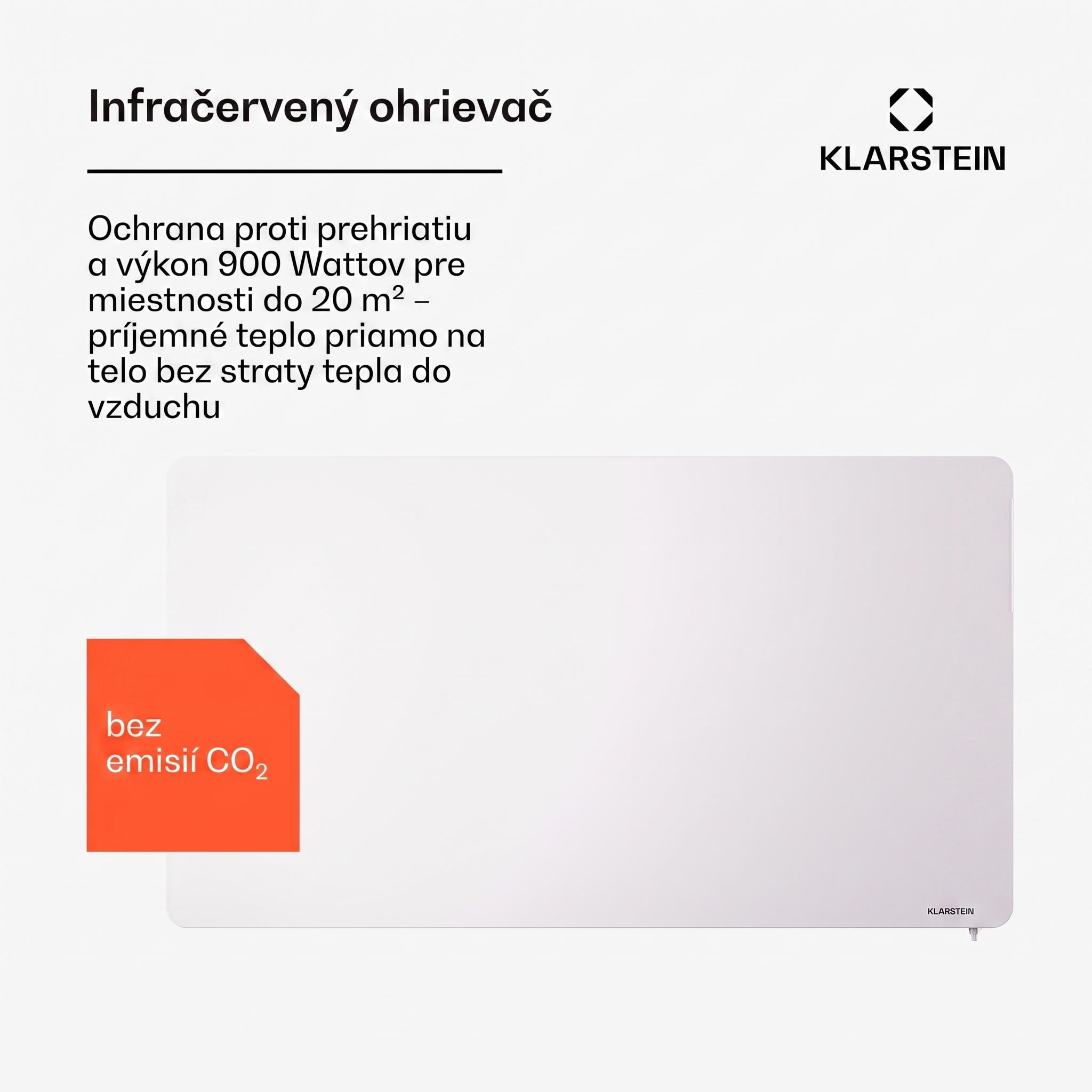 Klarstein Hybridné infračervené kúrenie Wonderbeam | 900 W | 8–16 m² | Moderný dizajn | 60 × 108 cm – Obrázok 2