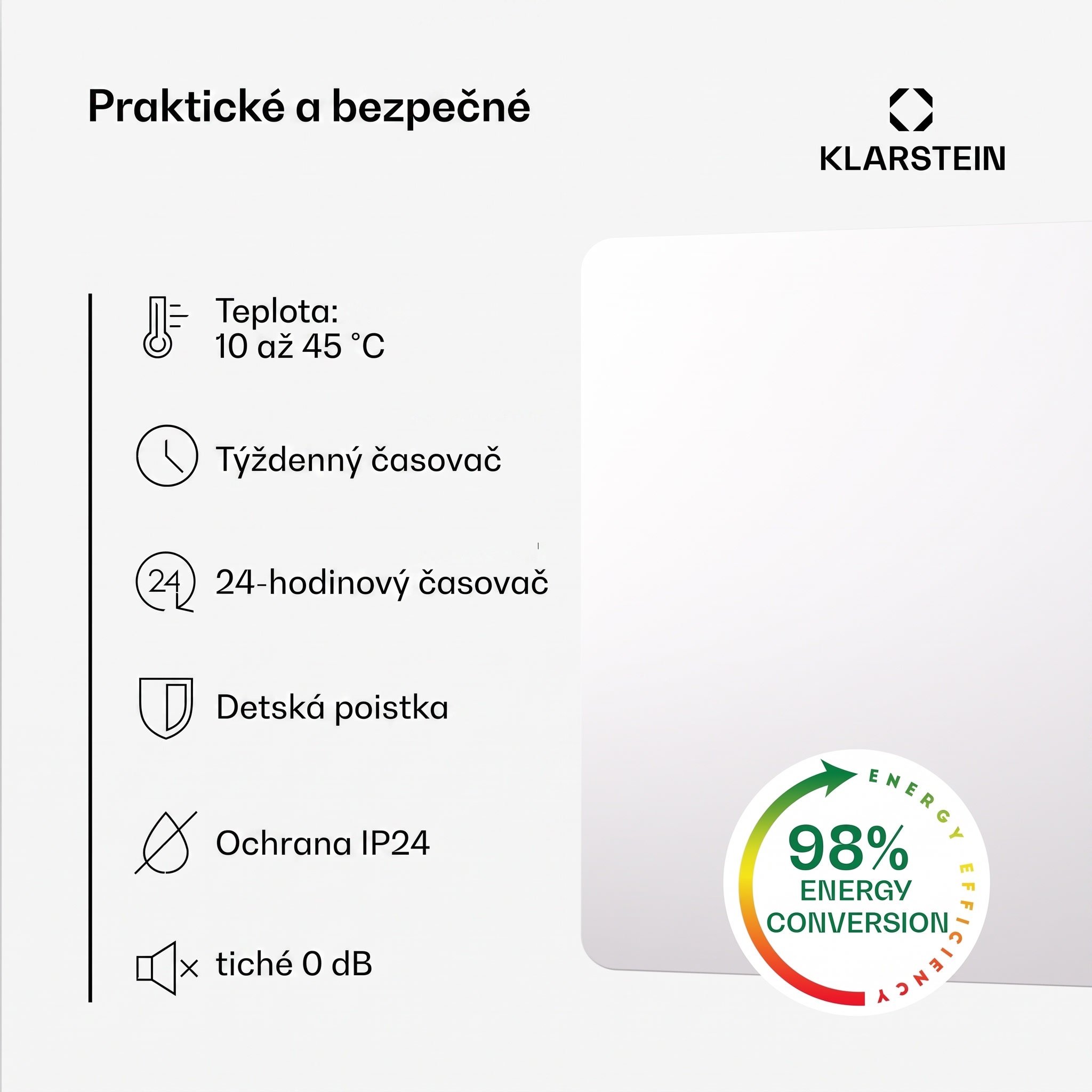 Klarstein Hybridné infračervené kúrenie Wonderbeam | 900 W | 8–16 m² | Moderný dizajn | 60 × 108 cm – Obrázok 4