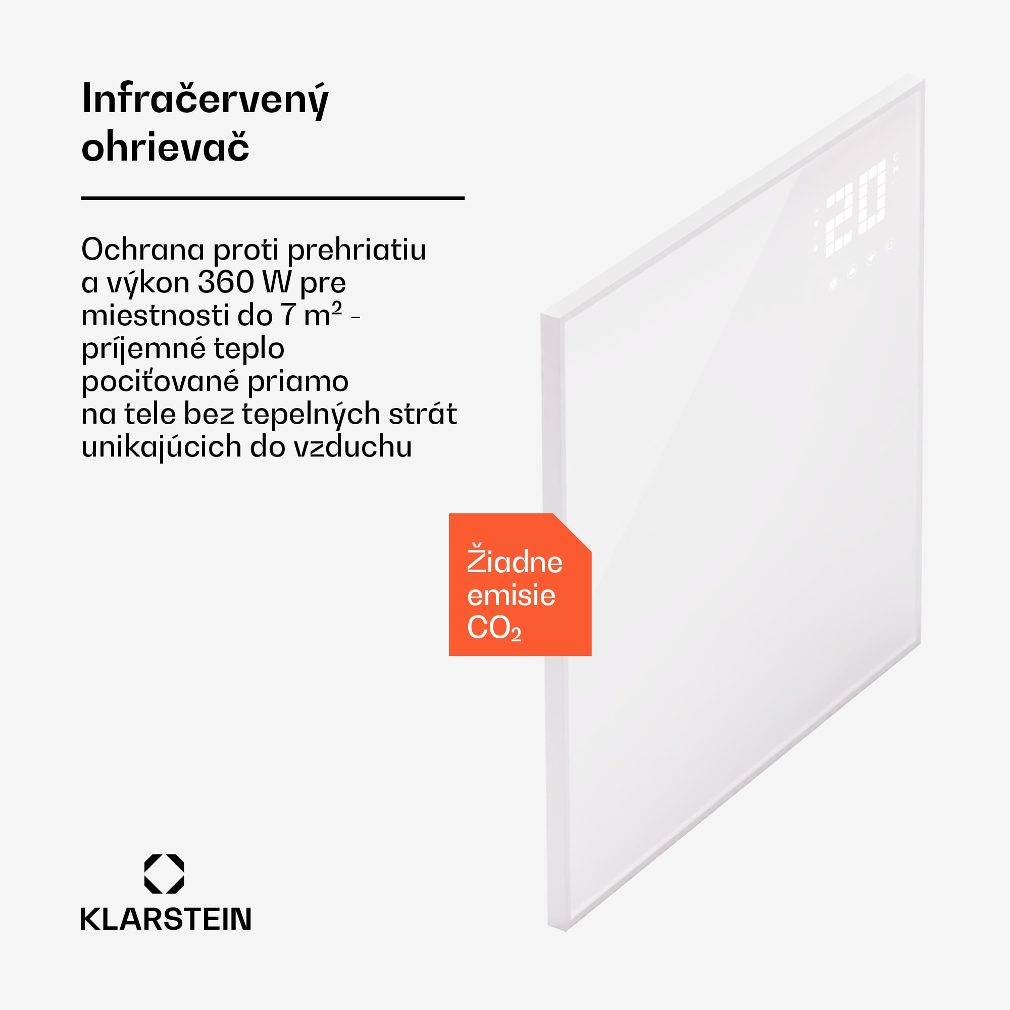 Klarstein Wonderwall Smart Bornholm, Infračervený ohrievač, 70x60cm, App, 360W – Obrázok 3
