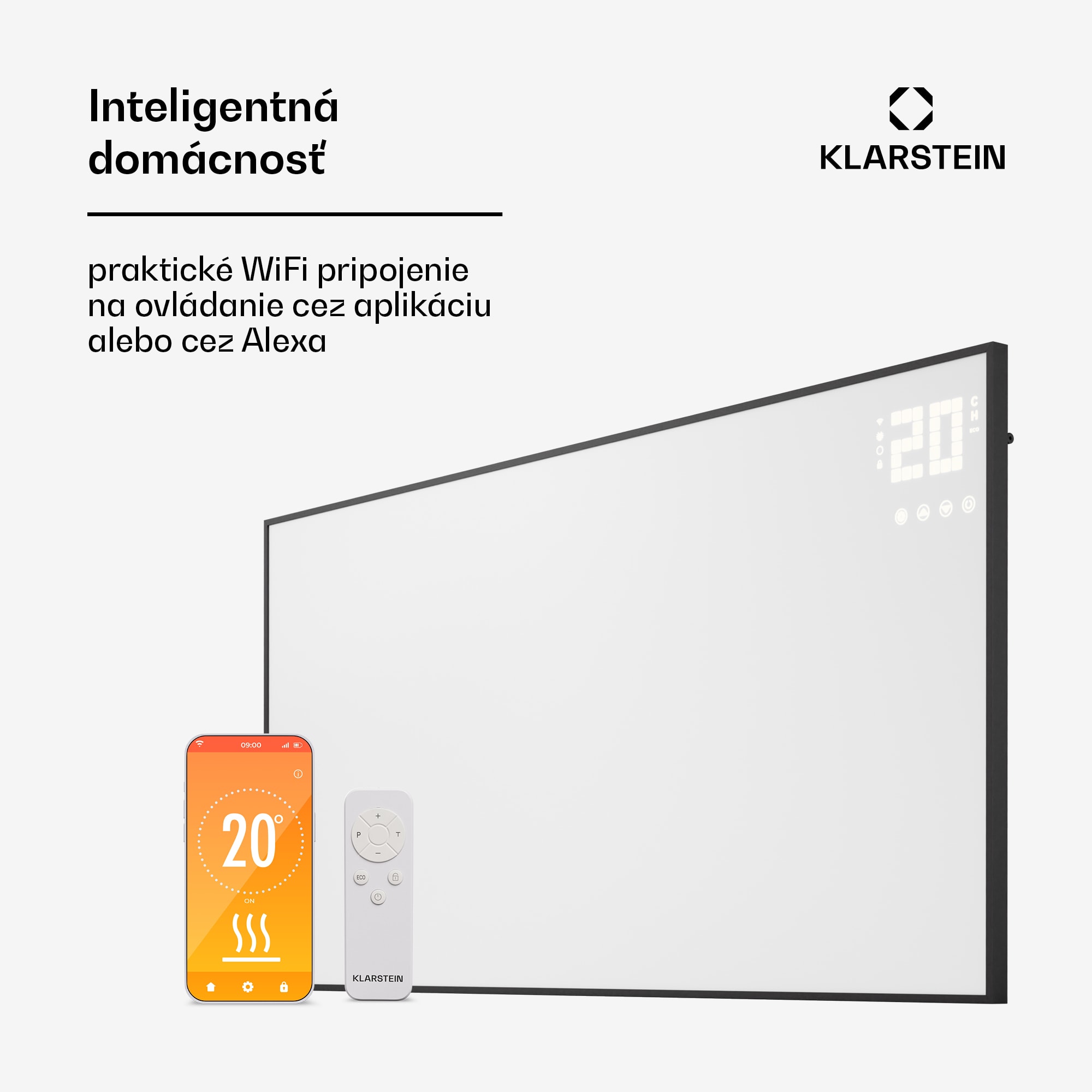 Klarstein Wonderwall Smart Bornholm, infražiarič, 120 x 60 cm, 770 W, aplikácia – Obrázok 2