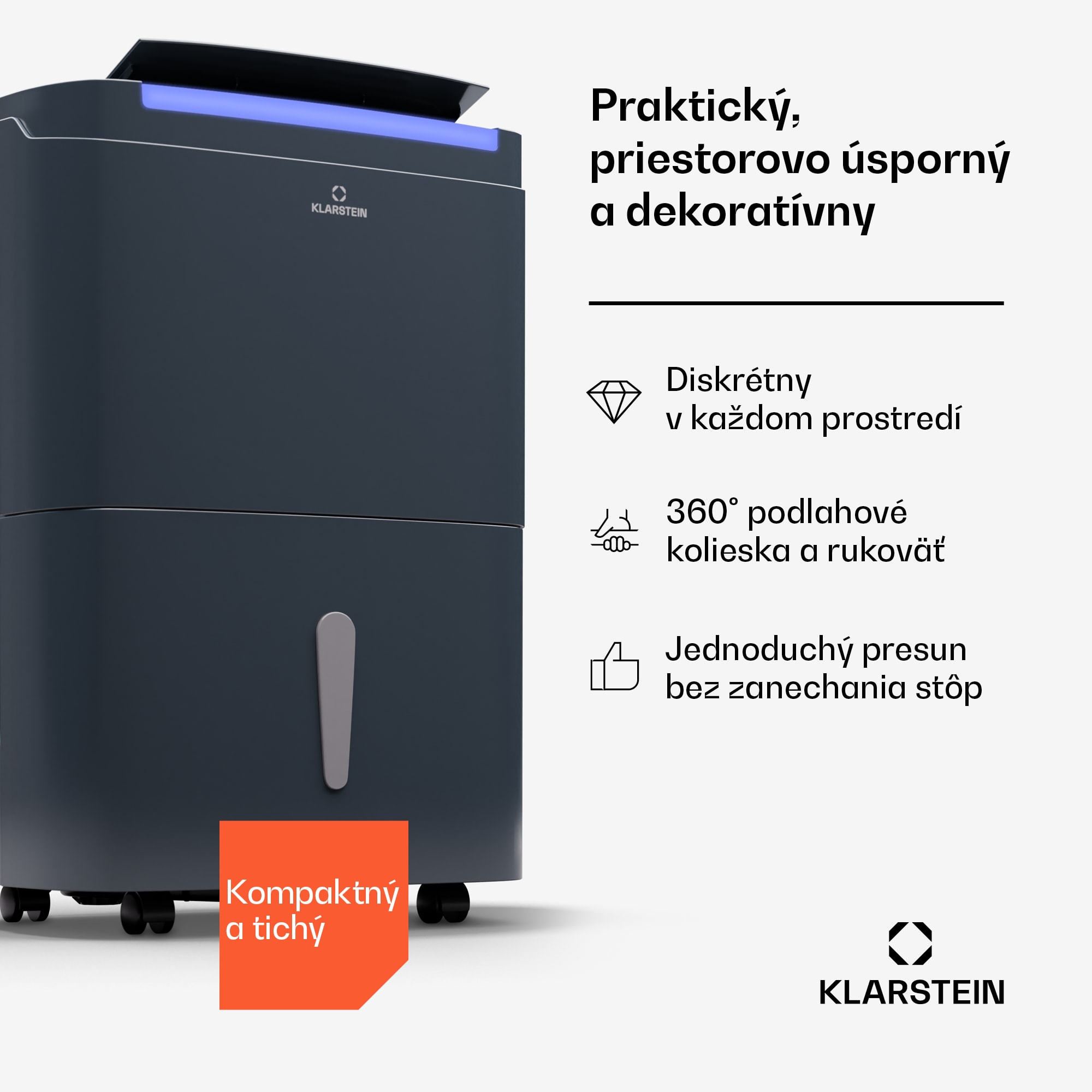 Klarstein DryFy Pro Connect Smart, Odvlhčovač vzduchu, WiFi, Kompresný, 30l/d, 25-35m² – Obrázok 2