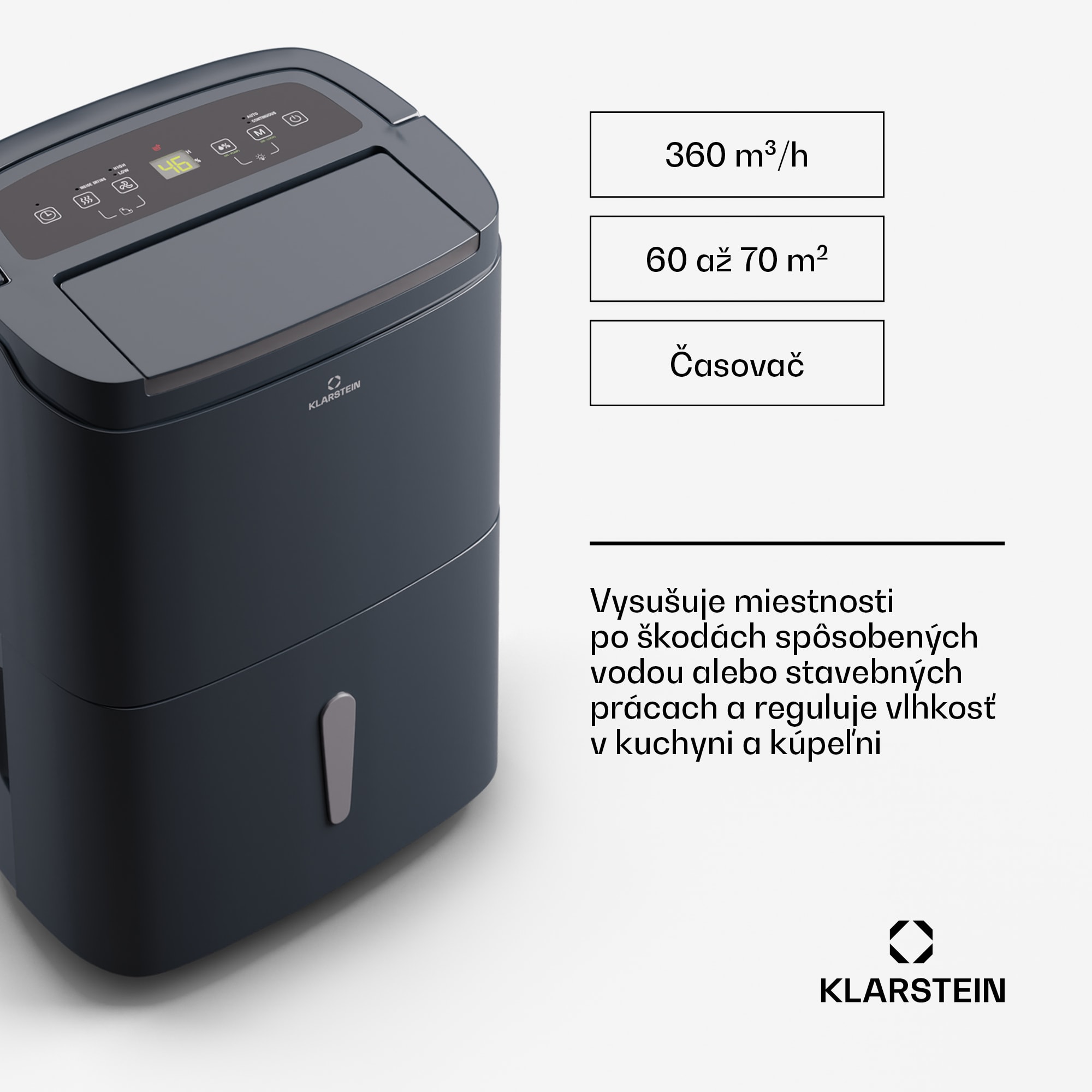 Klarstein DryFy Connect 40 Smart, Odvlhčovač, WiFi, Kompresia, 40l/d, 35-45m² – Obrázok 4