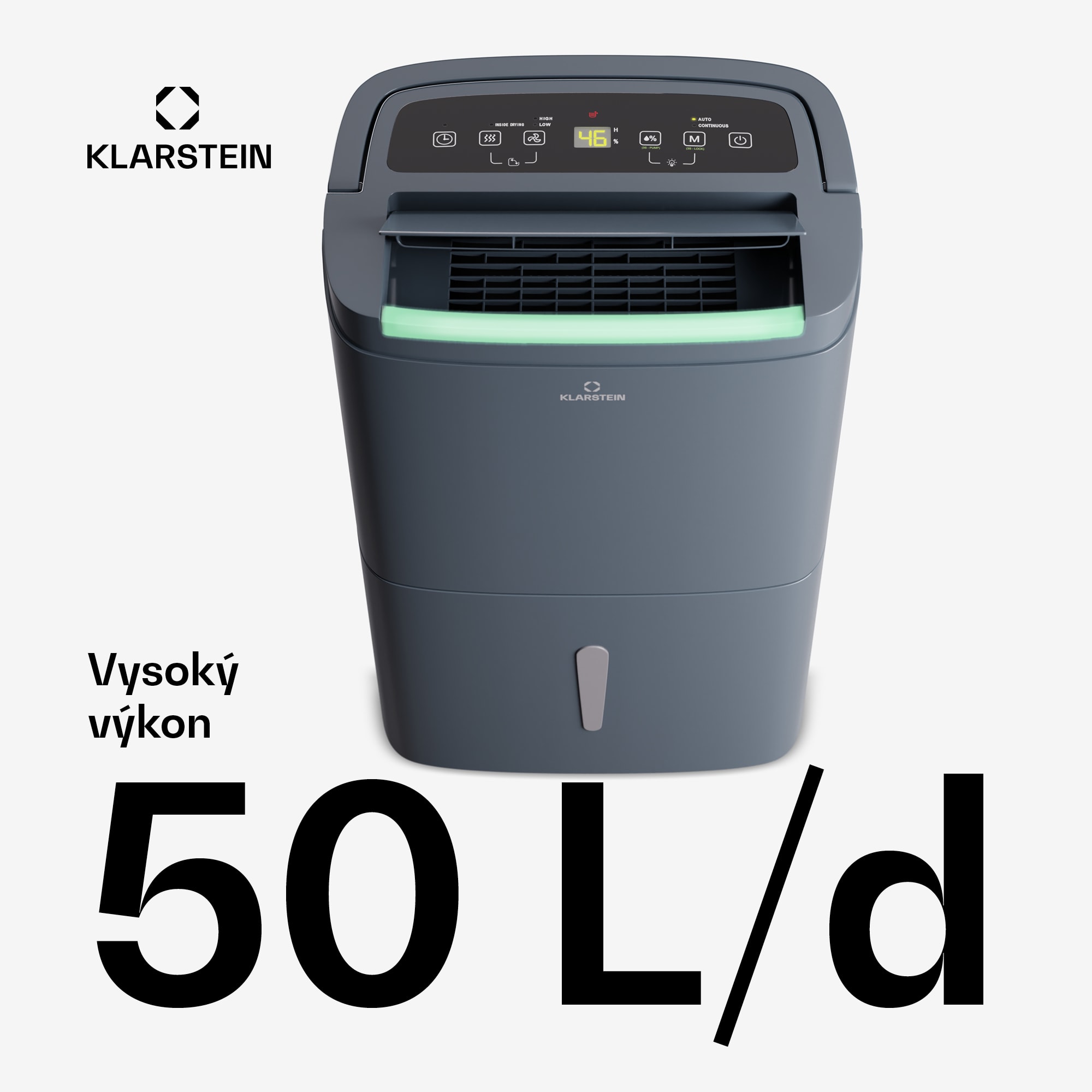 Klarstein DryFy Connect 50 Smart, Odvlhčovač, WiFi, Kompresia, 50l/d, 45-55m² – Obrázok 3