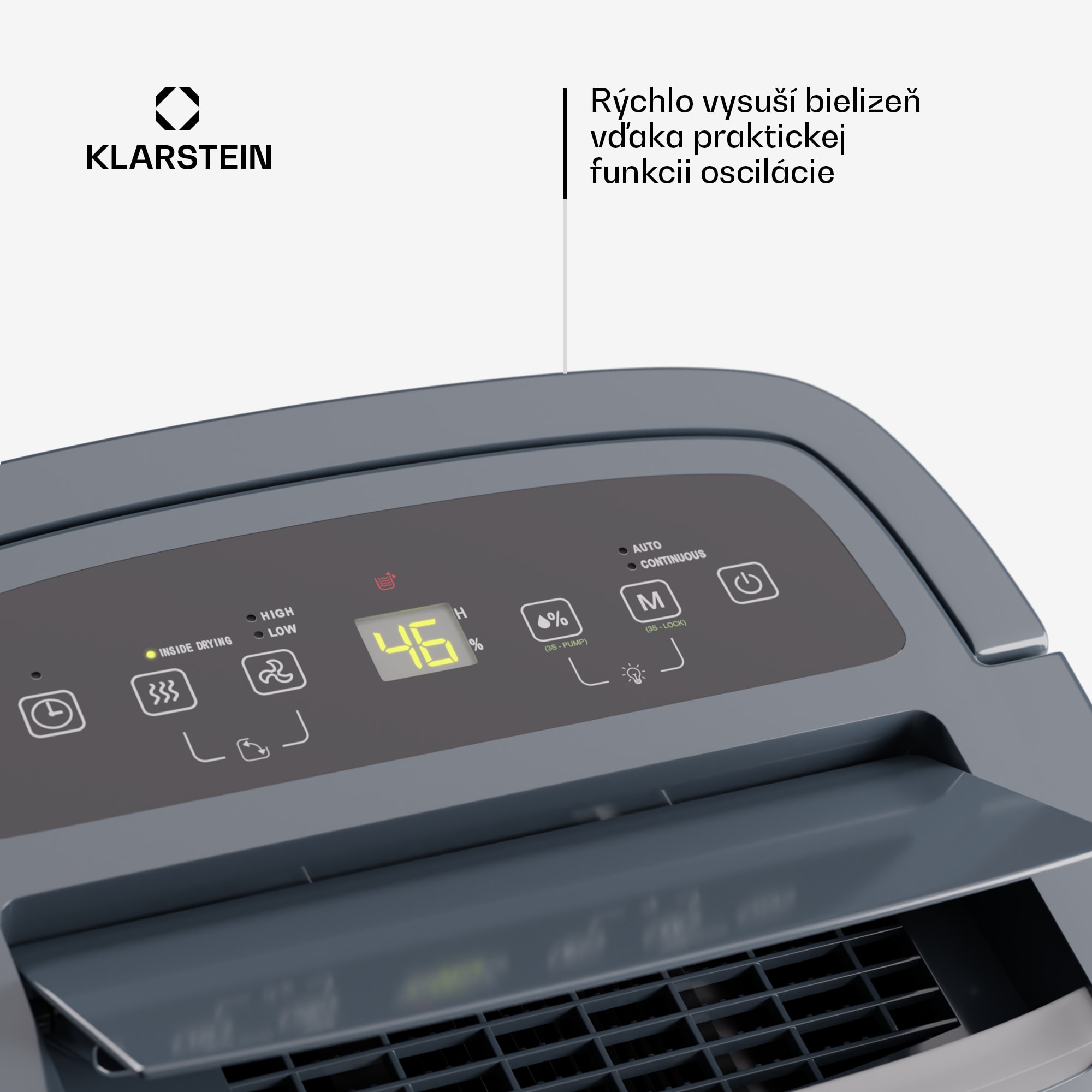 Klarstein DryFy Connect 50 Smart, Odvlhčovač, WiFi, Kompresia, 50l/d, 45-55m² – Obrázok 5
