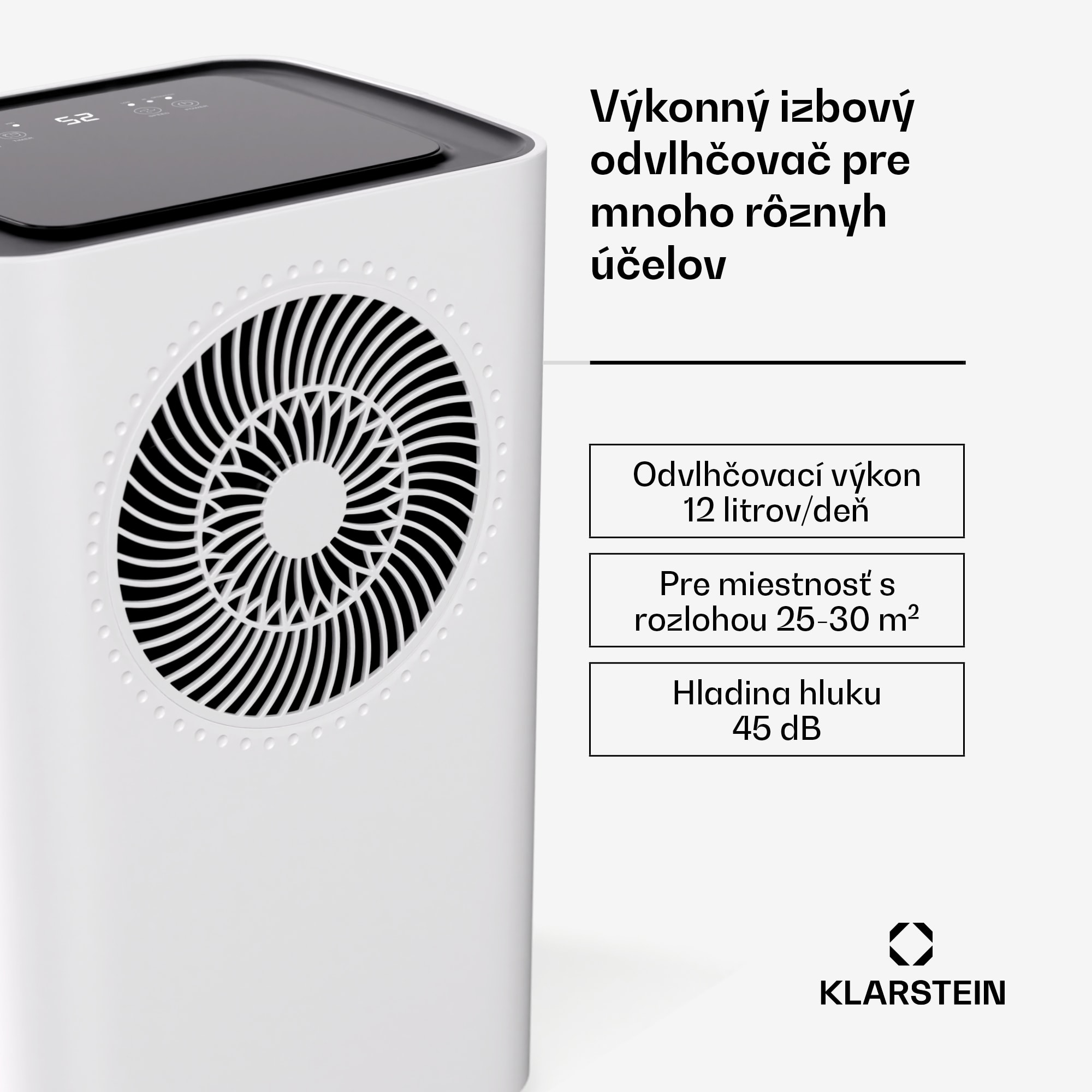 Klarstein CircleDry Smart 12 L odvlhčovač, 12 L/deň, 260 W, 25-30m², WiFi, časovač, filter – Obrázok 2
