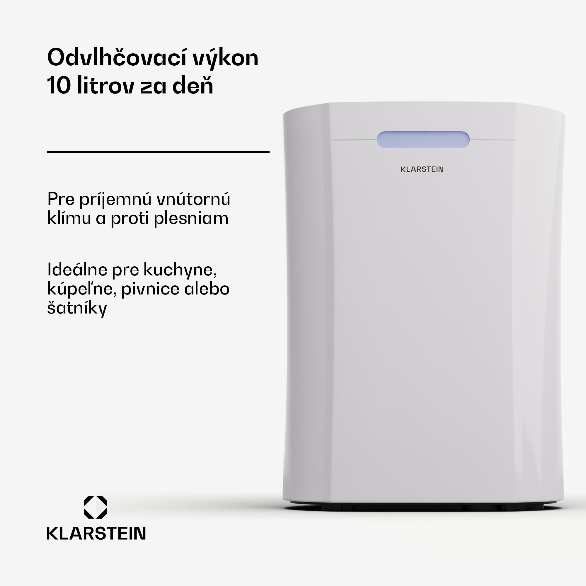 Klarstein AeroDry 10 Odvlhčovač 165W 10l/d 135m³/h 20-30 m² DrySelect 37dB – Obrázok 3