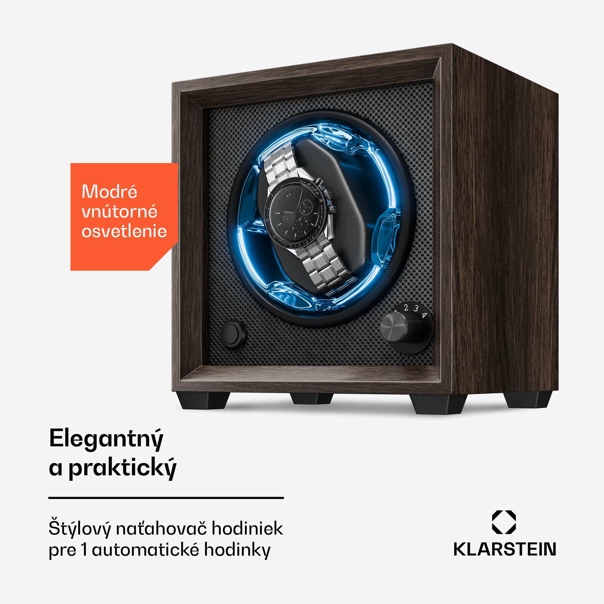 Klarstein Brienz 1 hodinkový navíjač, 1 hodina, 4 režimy, drevený vzhľad, modré vnútorné osvetlenie – Obrázok 2