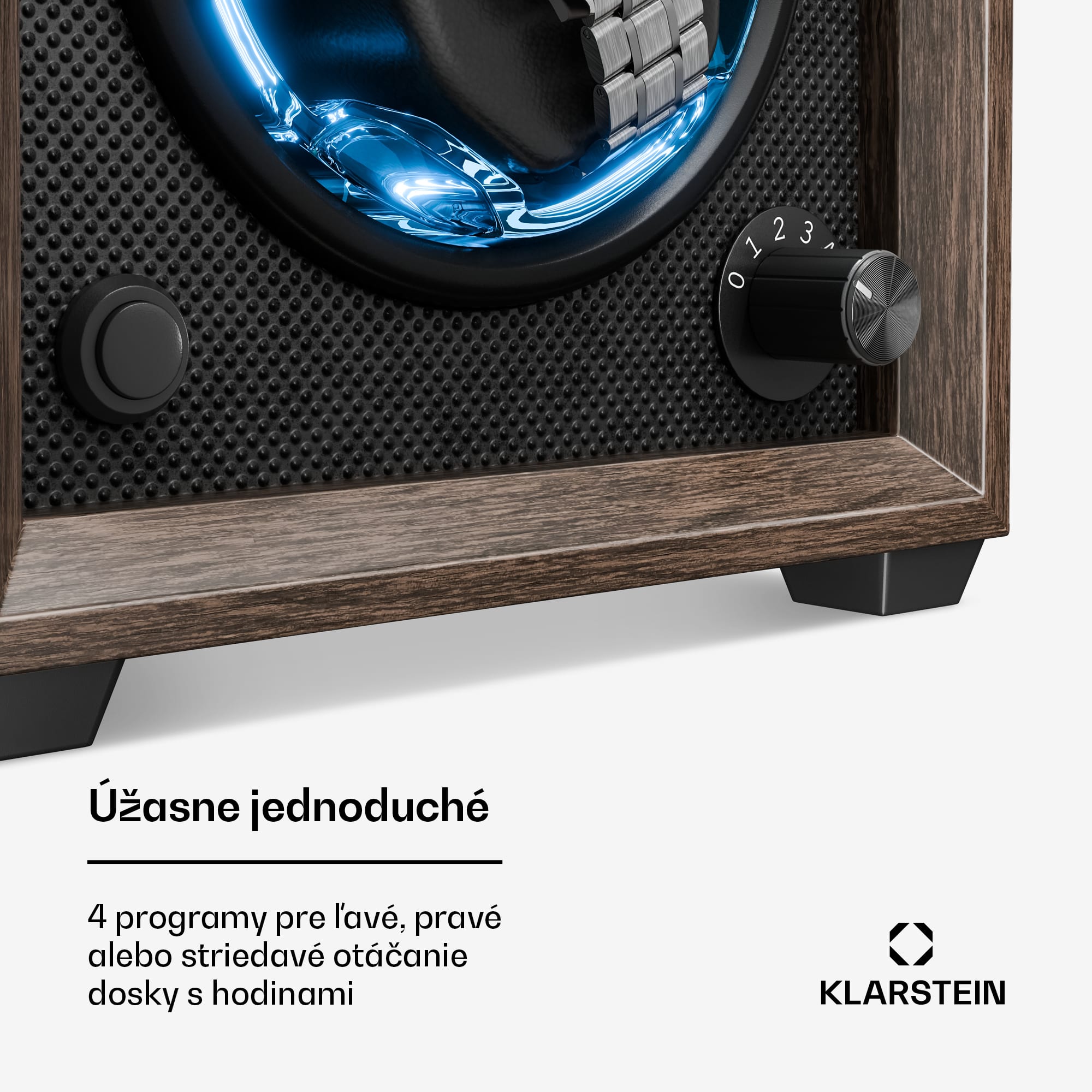 Klarstein Brienz 1 hodinkový navíjač, 1 hodina, 4 režimy, drevený vzhľad, modré vnútorné osvetlenie – Obrázok 5