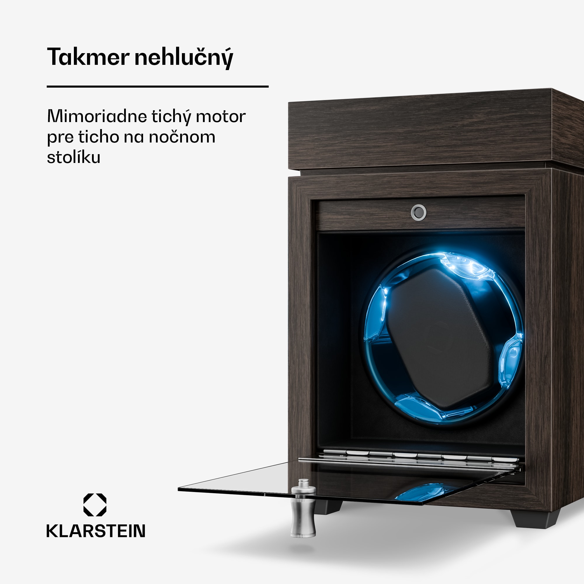 Klarstein Brienz 1, naťahovač hodiniek, 1 hodinky, 4 režimy, drevený vzhľad, modré vnútorné osvetlenie – Obrázok 4