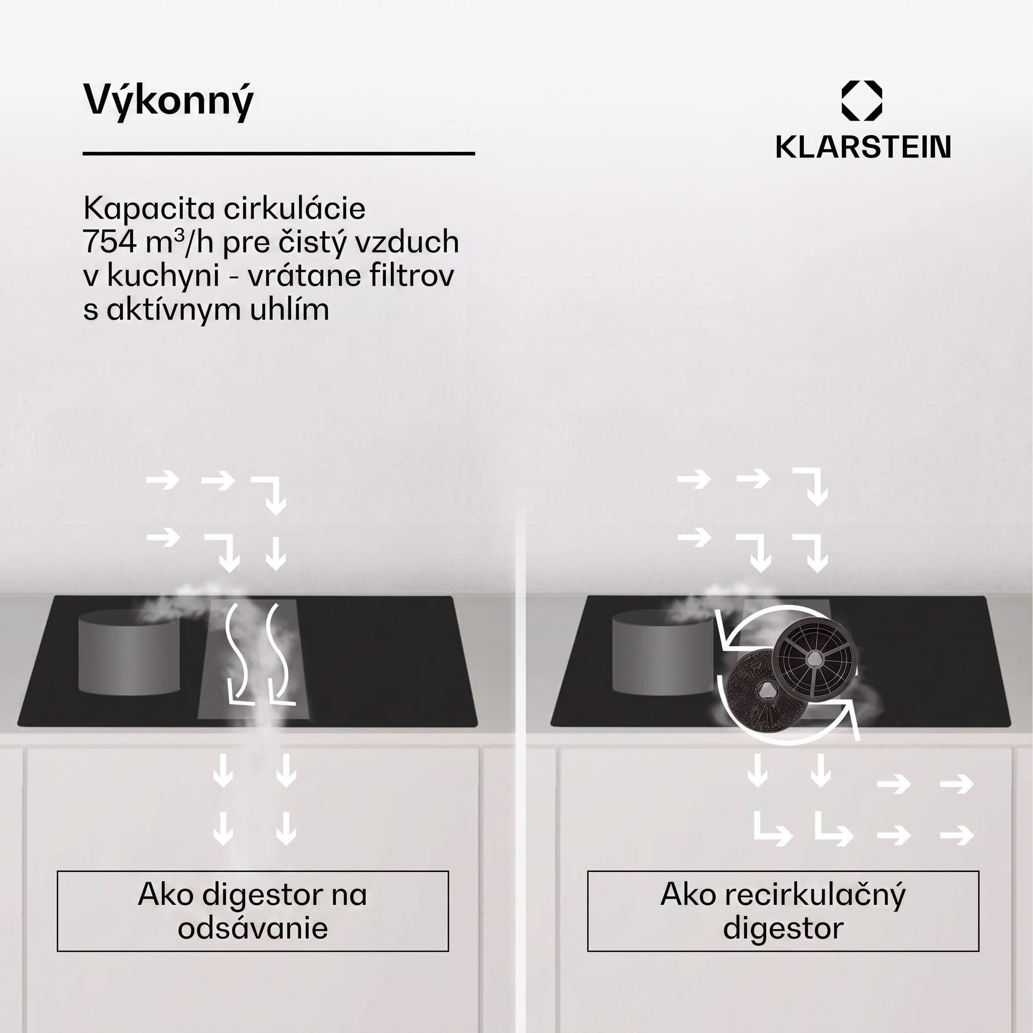 Klarstein AirJet 90, Down Air System, indukčný sporák + DownAir-digestor, 754 m³/h, A++ – Obrázok 5