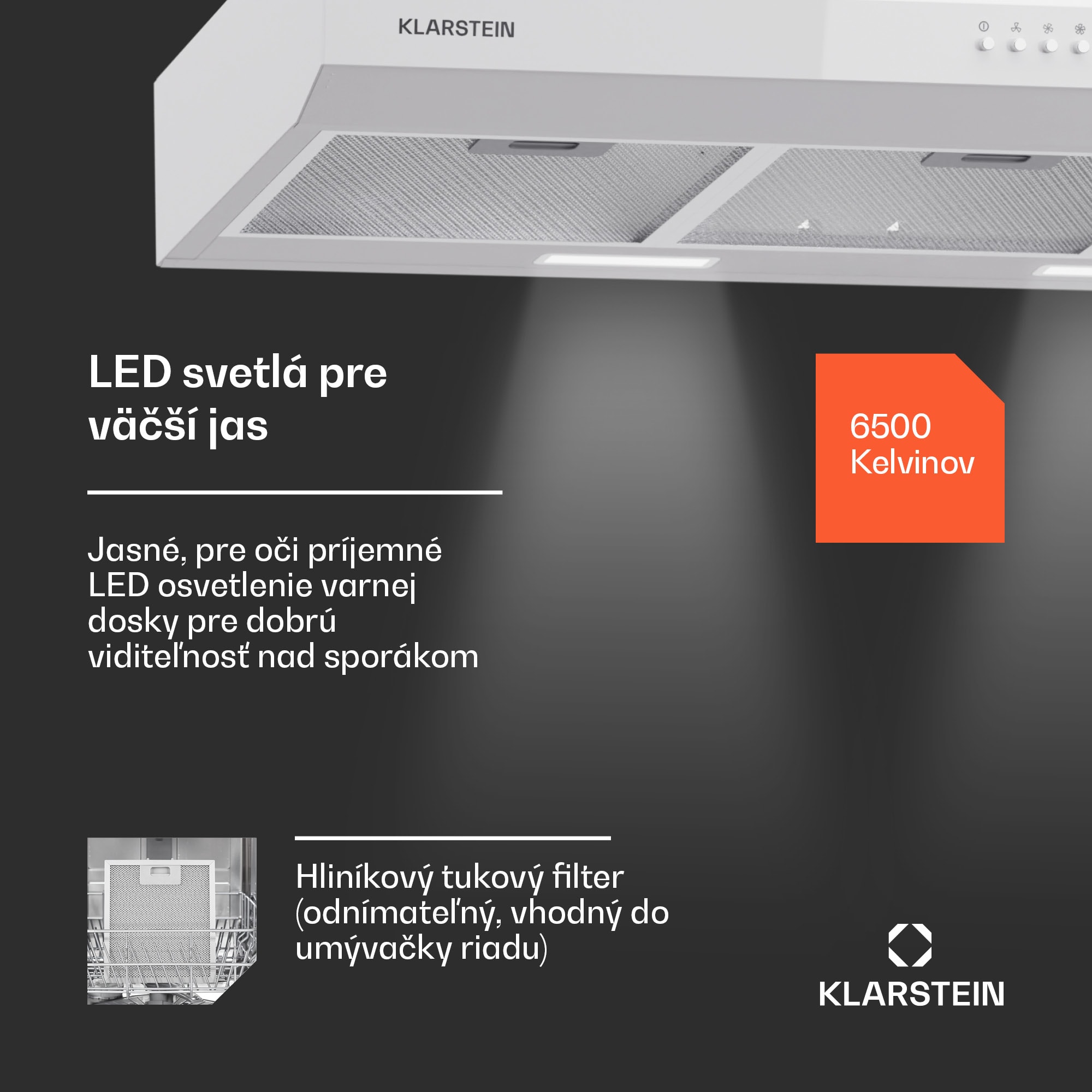 Klarstein Contempo 90, digestor, 90 cm, podskrinkový, 200 m³/h, LED, akryl, nehrdzavejúca oceľ – Obrázok 4