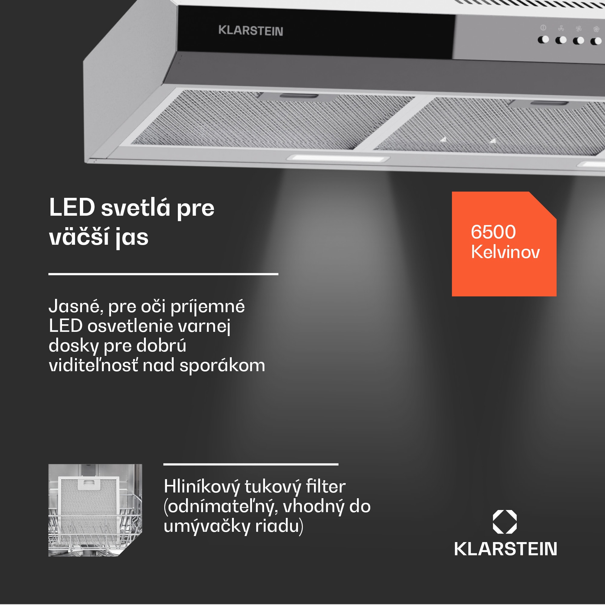 Klarstein Contempo 90, digestor, 90 cm, podskrinkový, 200 m³/h, LED, akryl, nehrdzavejúca oceľ – Obrázok 4