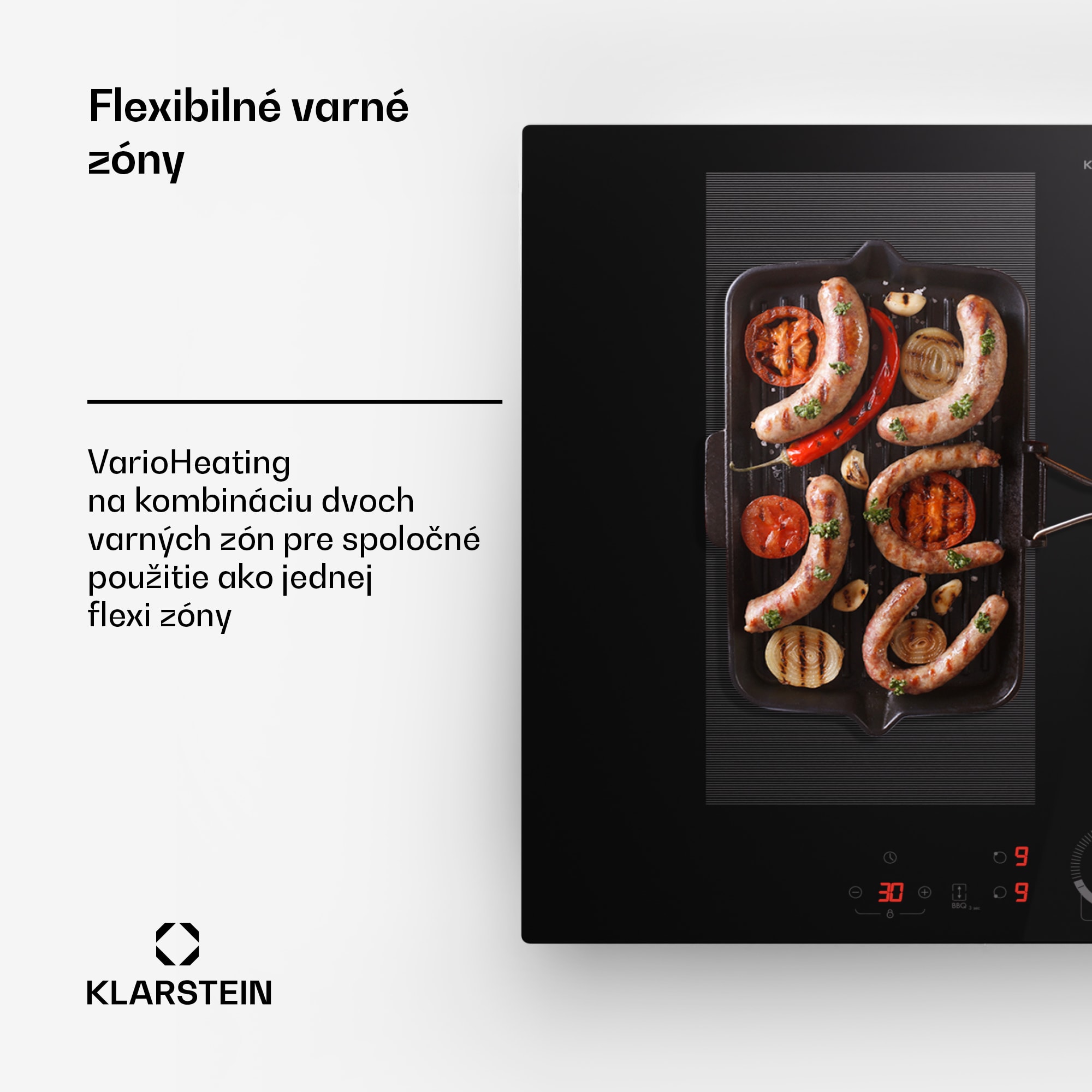 Klarstein Delicatessa 70 Hybrid, vstavaná indukčná varná doska, 4 zóny, 7000 W, sklokeramika – Obrázok 4