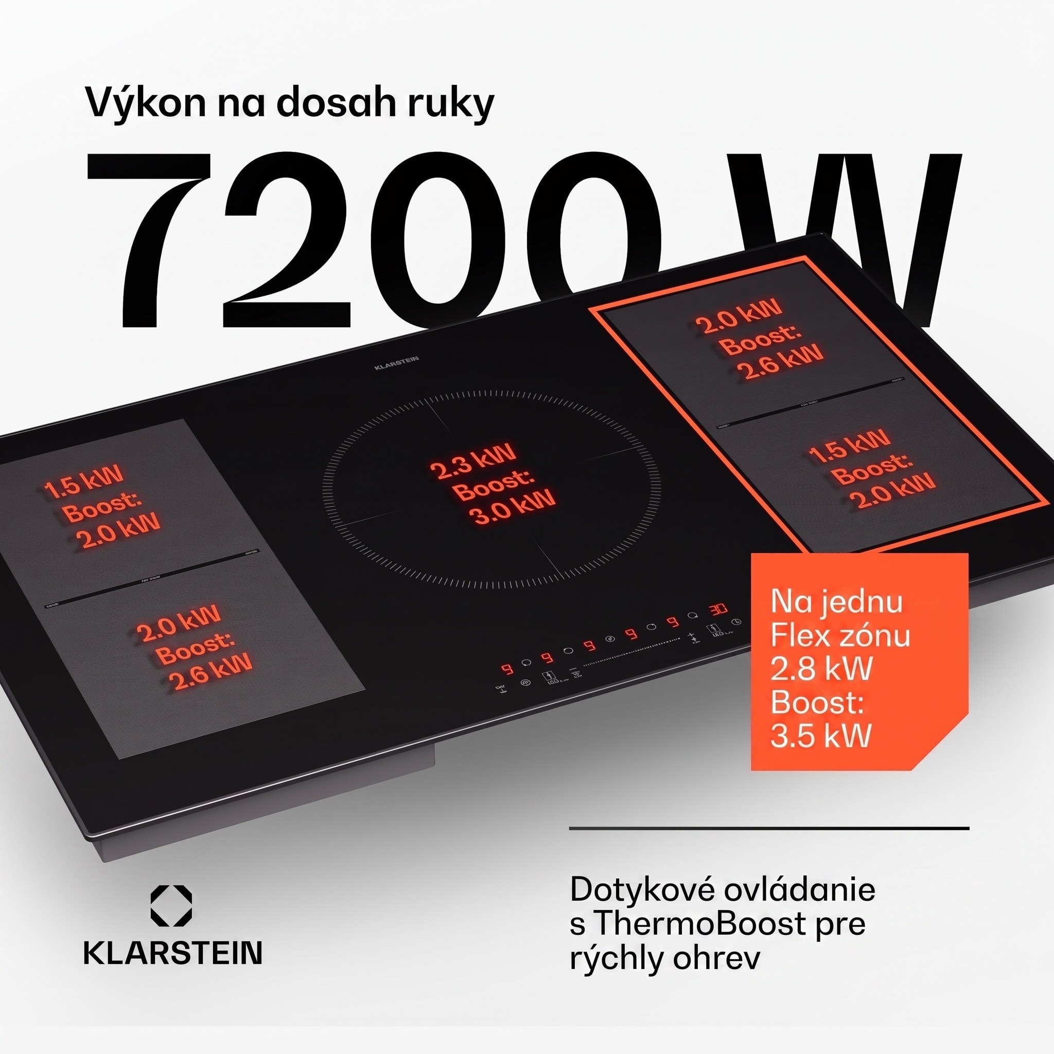 Klarstein Delicatessa 90 Hybrid Prime vstavaná indukčná varná doska 5 zón 7200 W sebestačná – Obrázok 3
