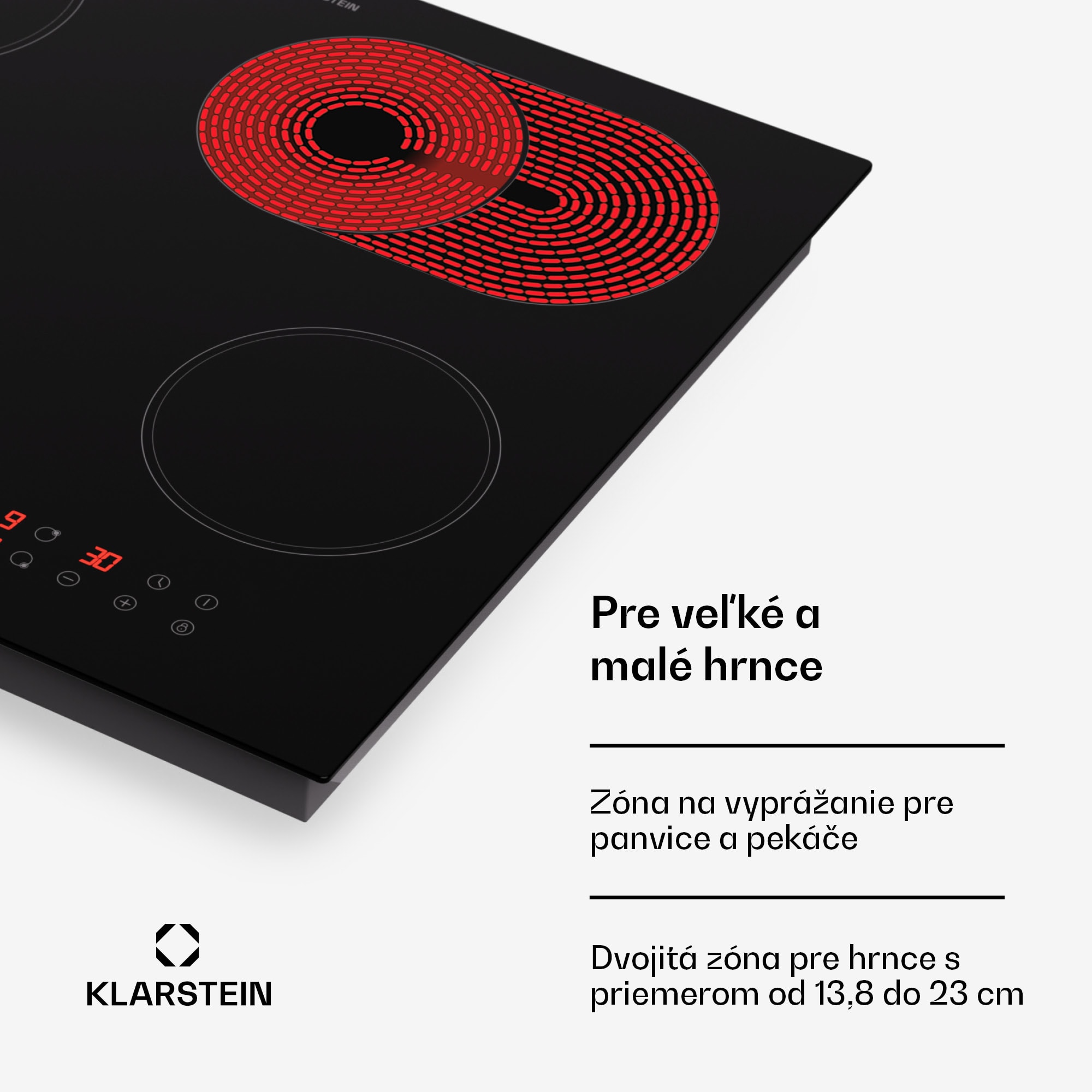 Klarstein Virtuosa 4, varná doska, 60 cm, 6600 W, dvojzónová, Pluszone, časovač, sklokeramika – Obrázok 4