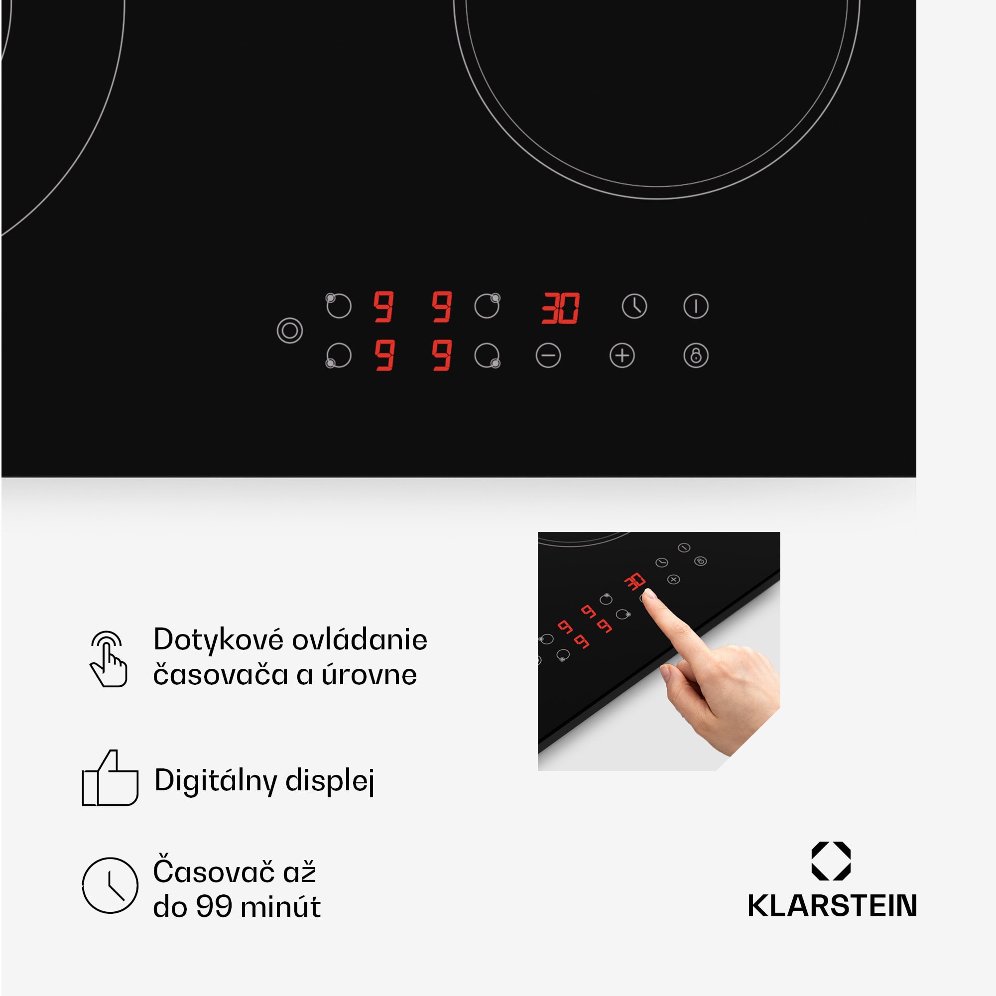 Klarstein Virtuosa 4, varná doska, 60 cm, 6600 W, dvojzónová, Pluszone, časovač, sklokeramika – Obrázok 5