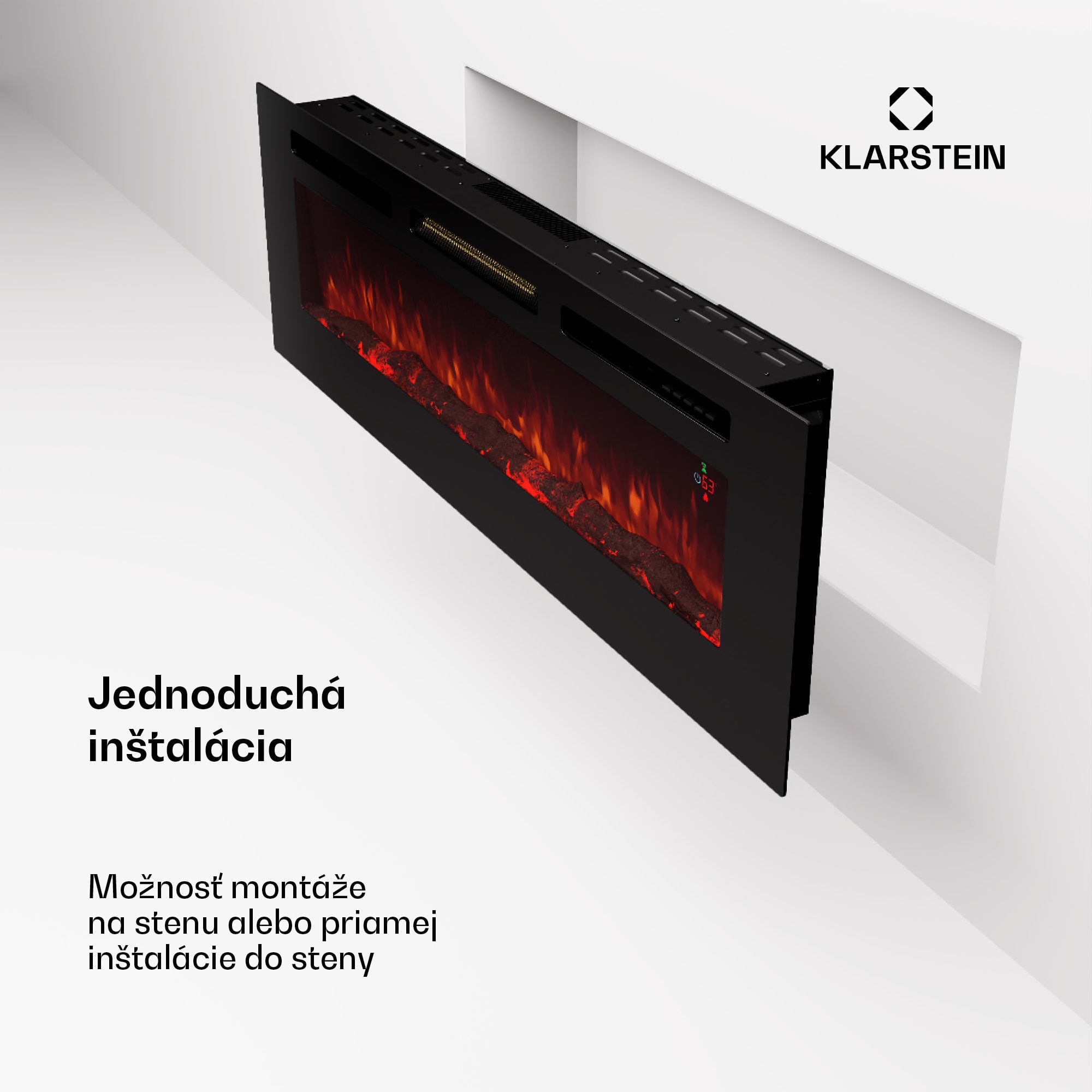 Klarstein Galeras 152, elektrický nástenný krb, 1800 W, LED – Obrázok 3
