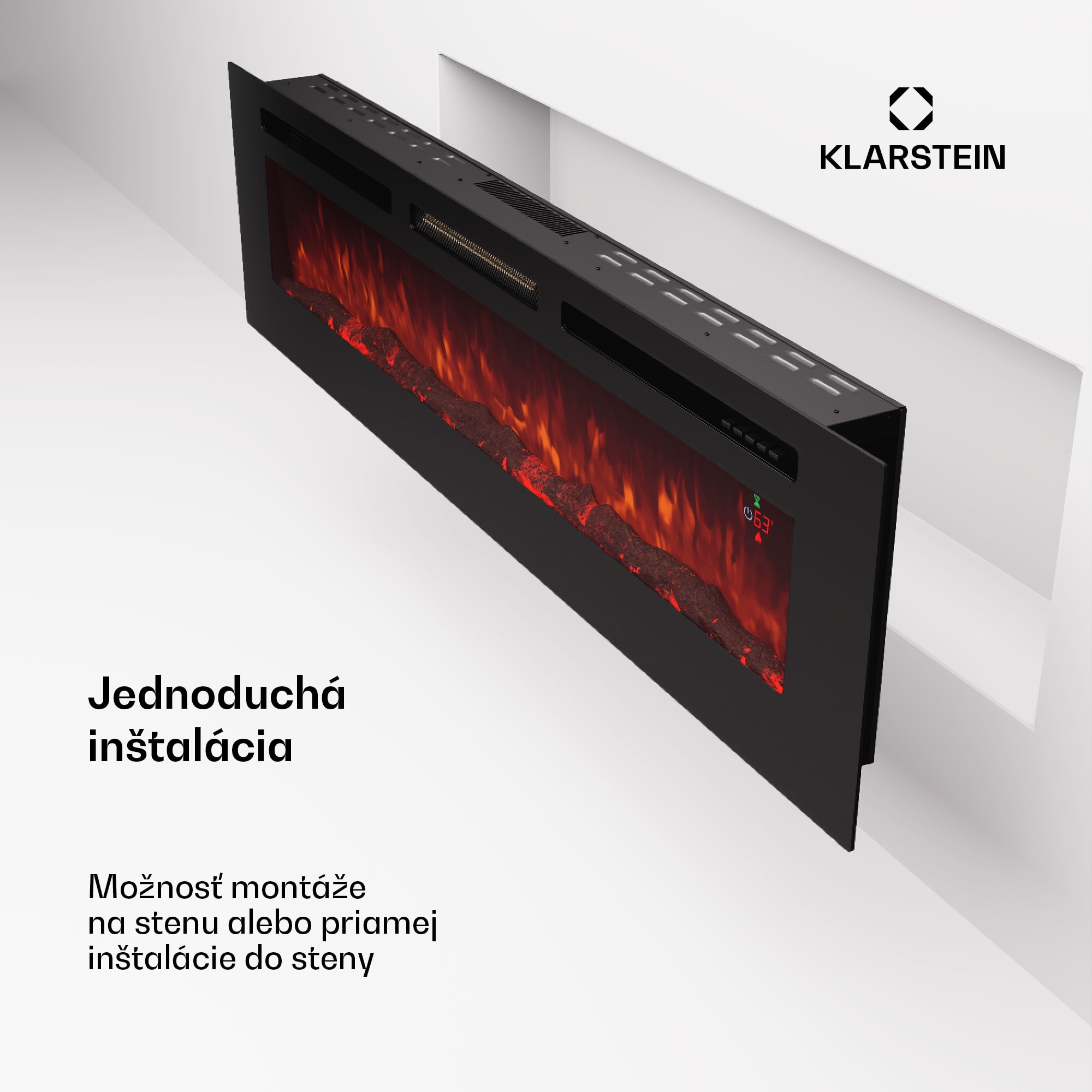 Klarstein Galeras 178, elektrický nástenný krb, 1800 W, LED – Obrázok 3