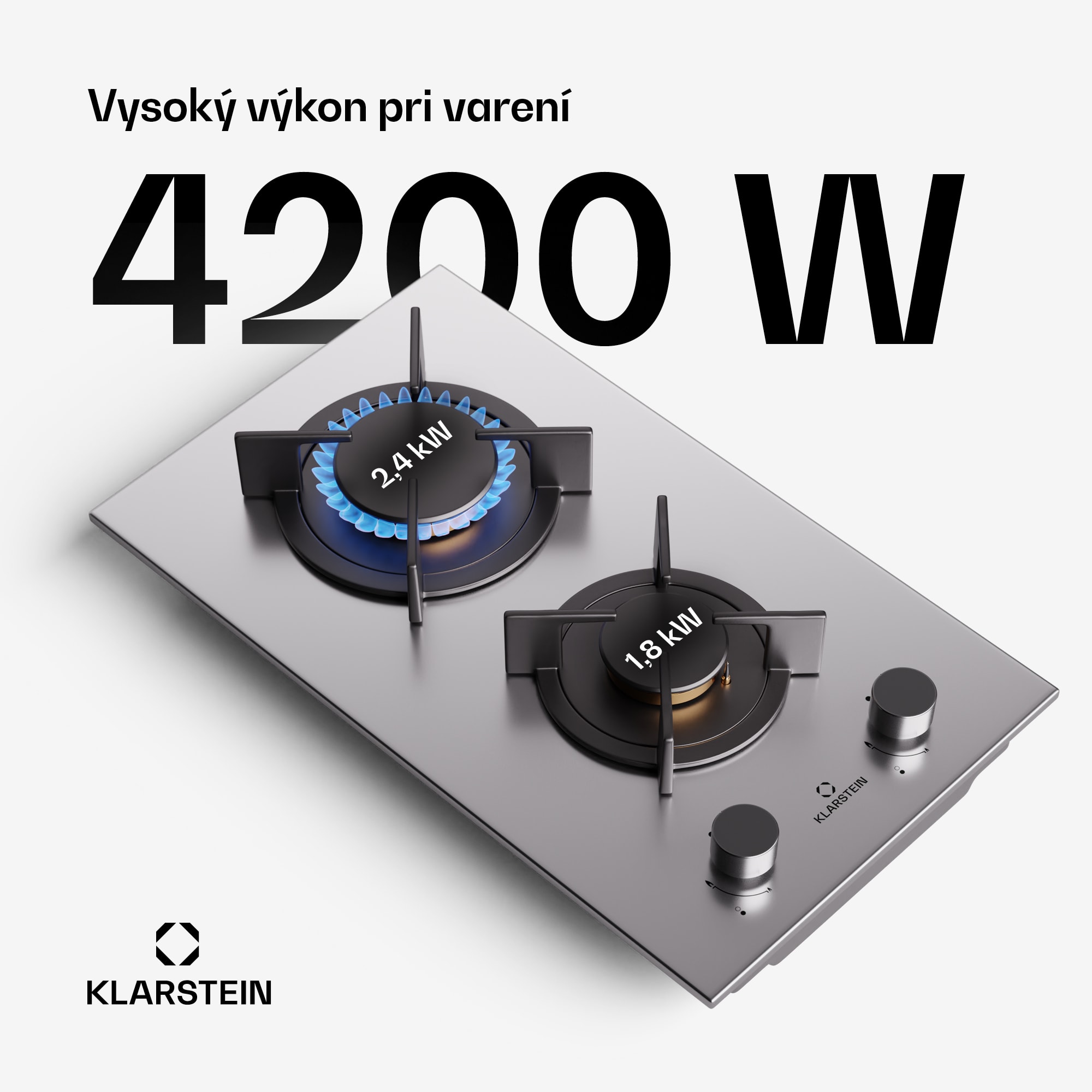 Klarstein Goldflame, plynová varná doska, 2 mosadzné horáky, nehrdzavejúca oceľ – Obrázok 2