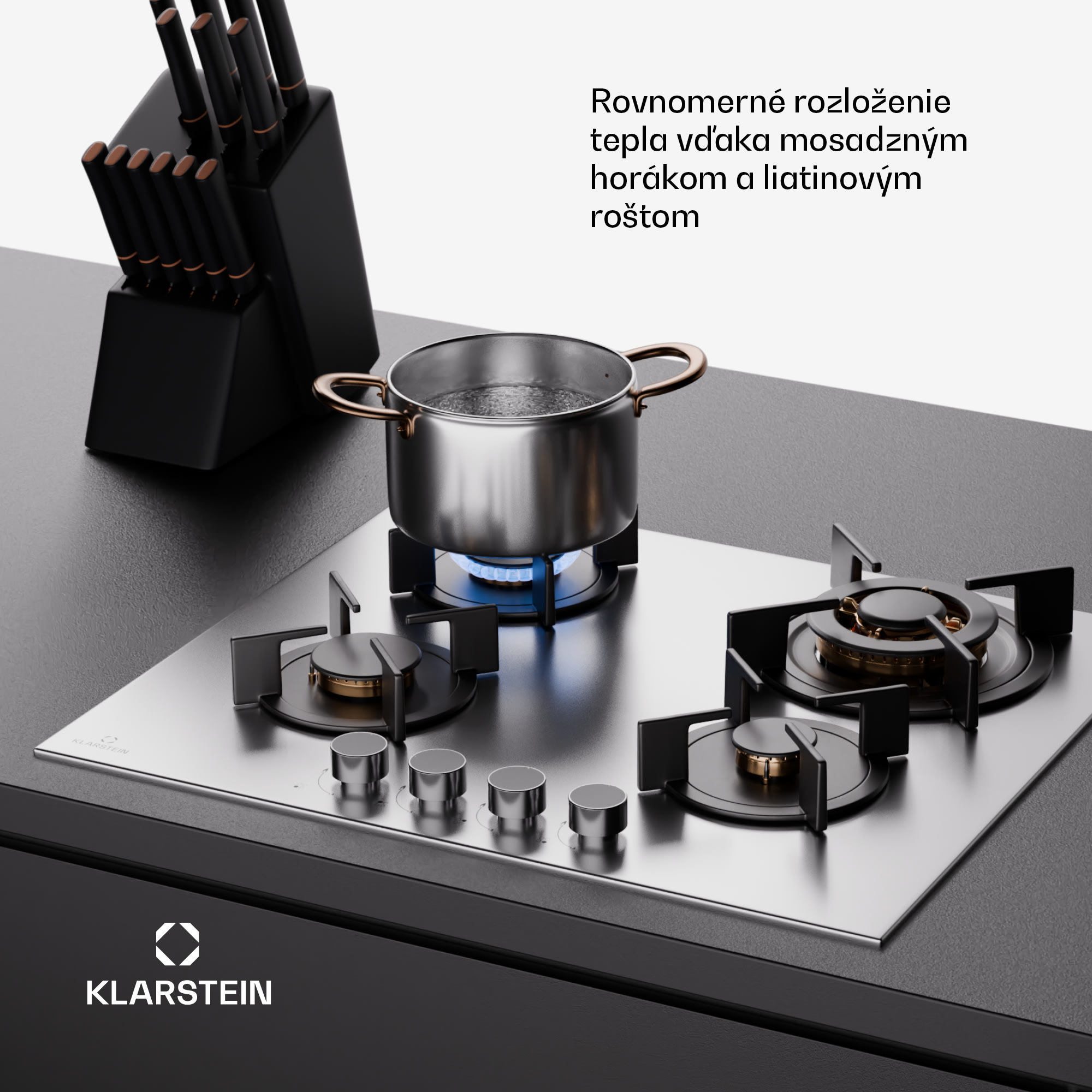 Klarstein Goldflame 4 samostatná 4-zónová plytopná varná doska zemný plyn/propán nerezová oceľ – Obrázok 4