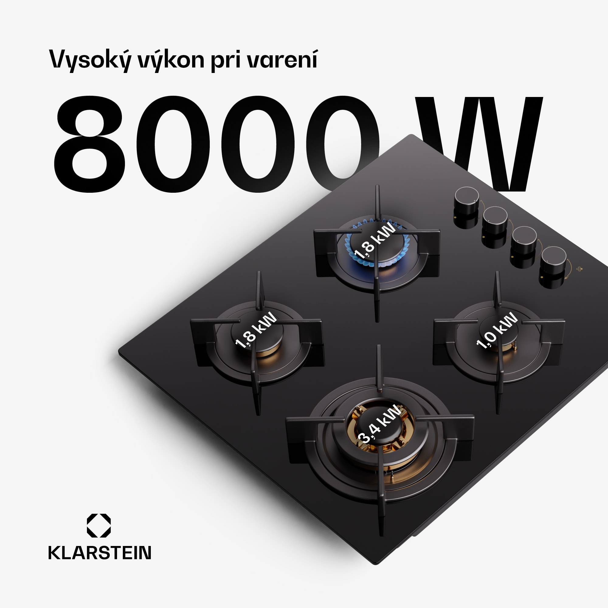 Klarstein Goldflame 4, plynová varná doska, 4 horáky – Obrázok 2