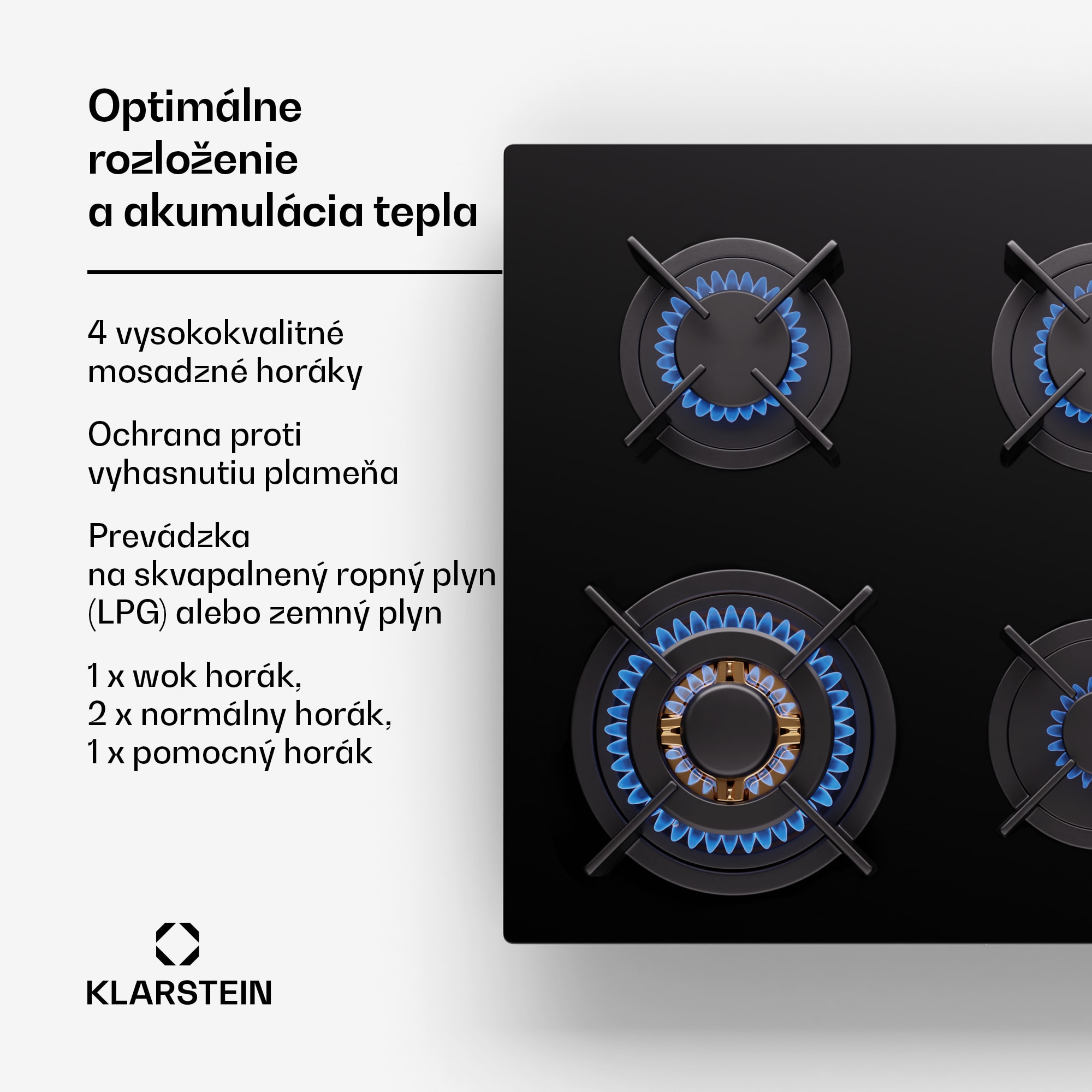 Klarstein Goldflame 4, plynová varná doska, 4 horáky – Obrázok 3