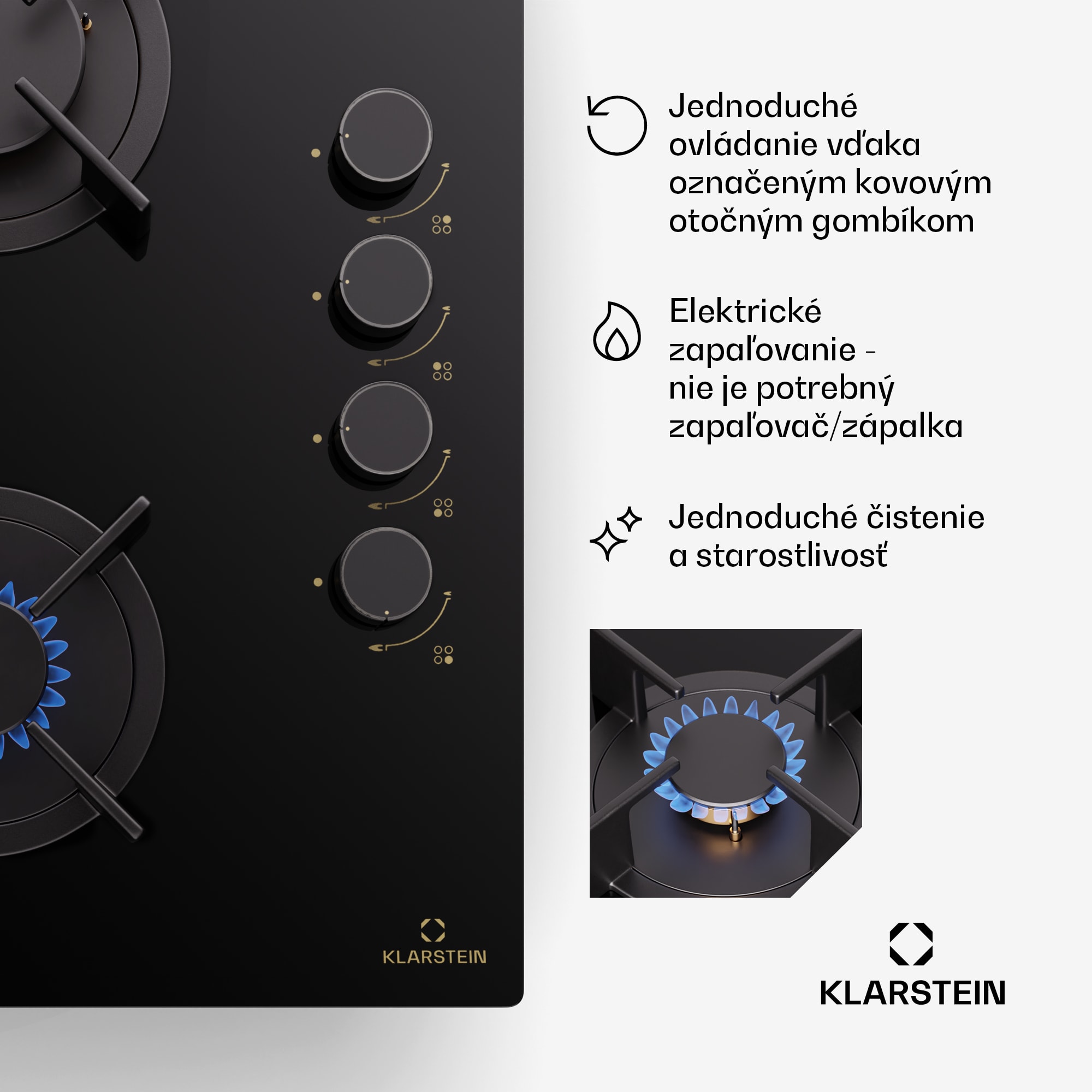 Klarstein Goldflame 4, plynová varná doska, 4 horáky – Obrázok 5