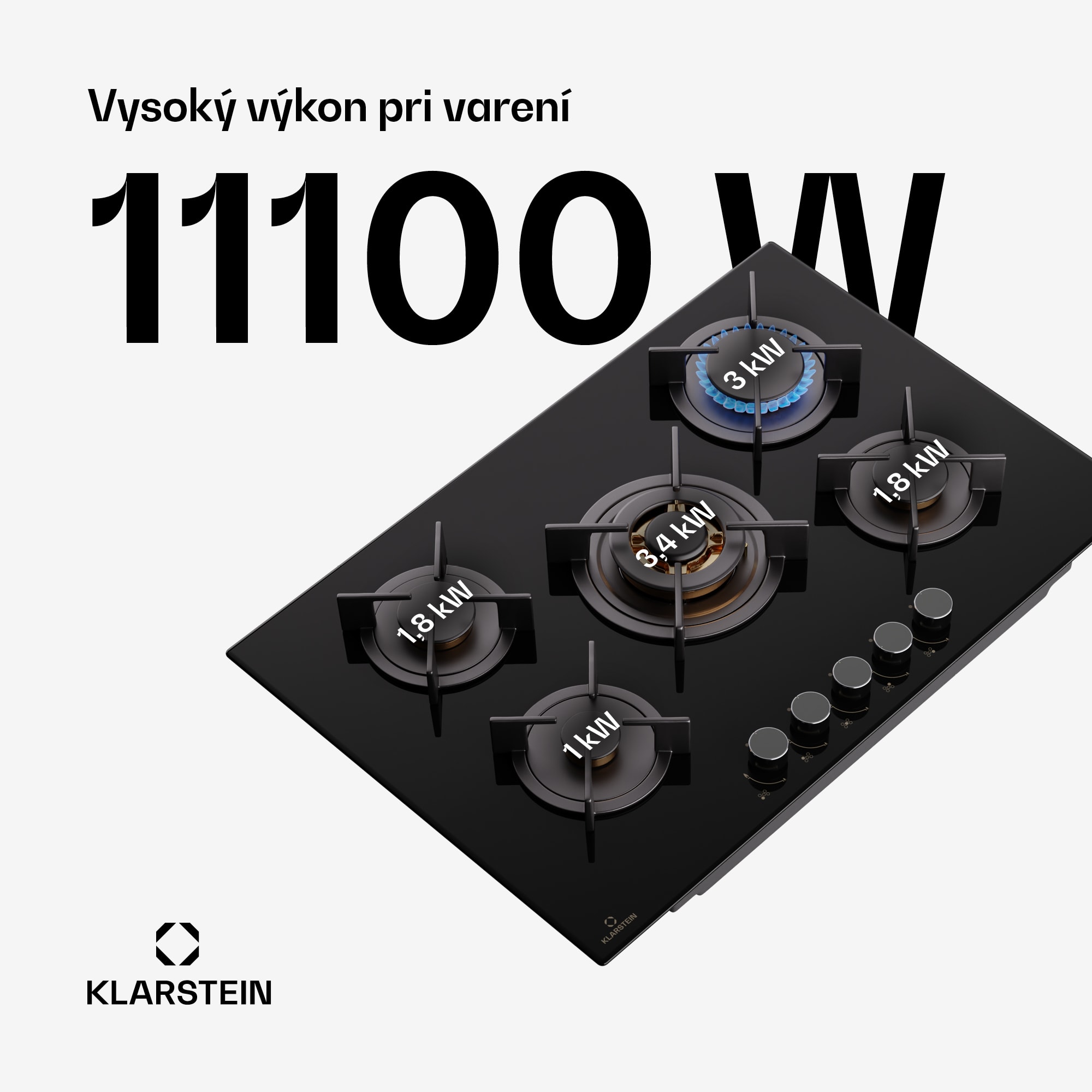 Klarstein Goldflame 5 samostatná plynová varná doska s 5 horákmi – Obrázok 2
