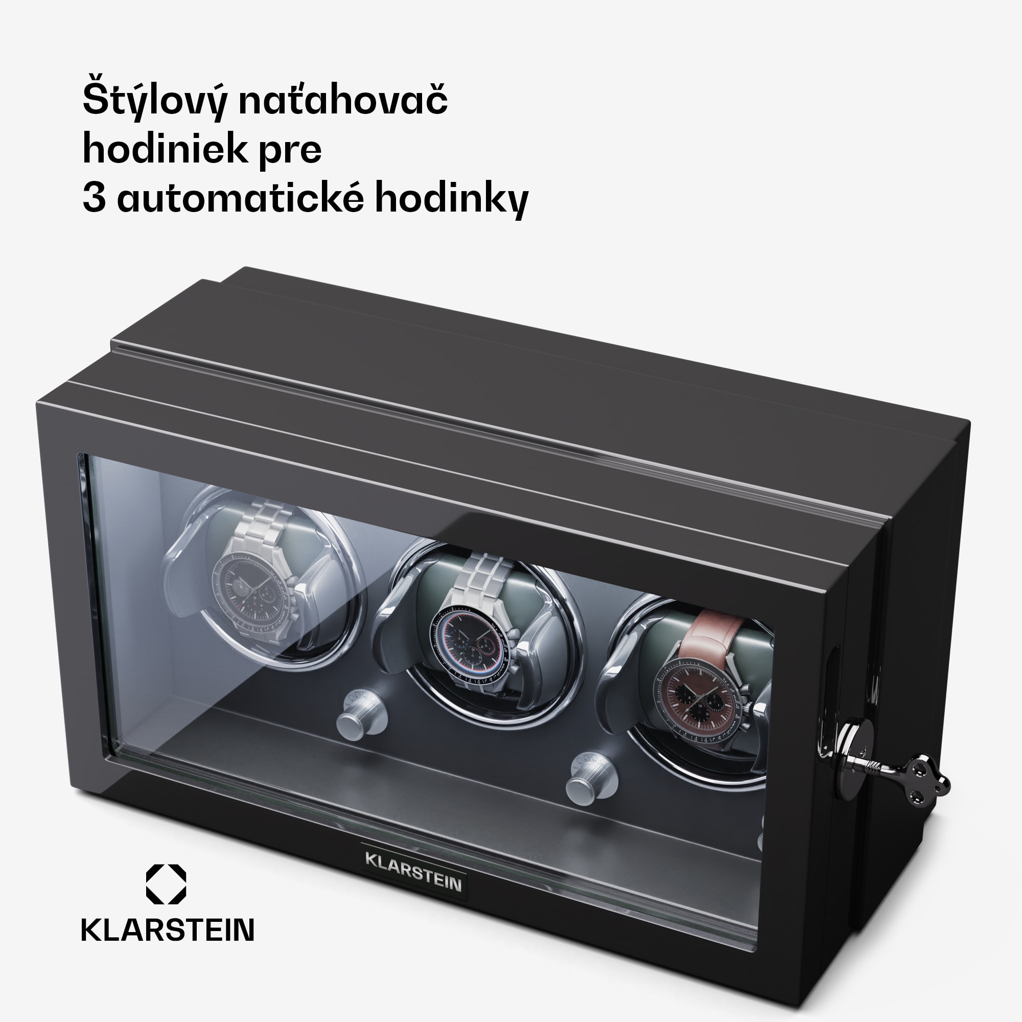 Klarstein Sarthe 3, naťahovač hodiniek, na 3 hodinky, 4 režimy otáčania, LED osvetlenie, zámok – Obrázok 2