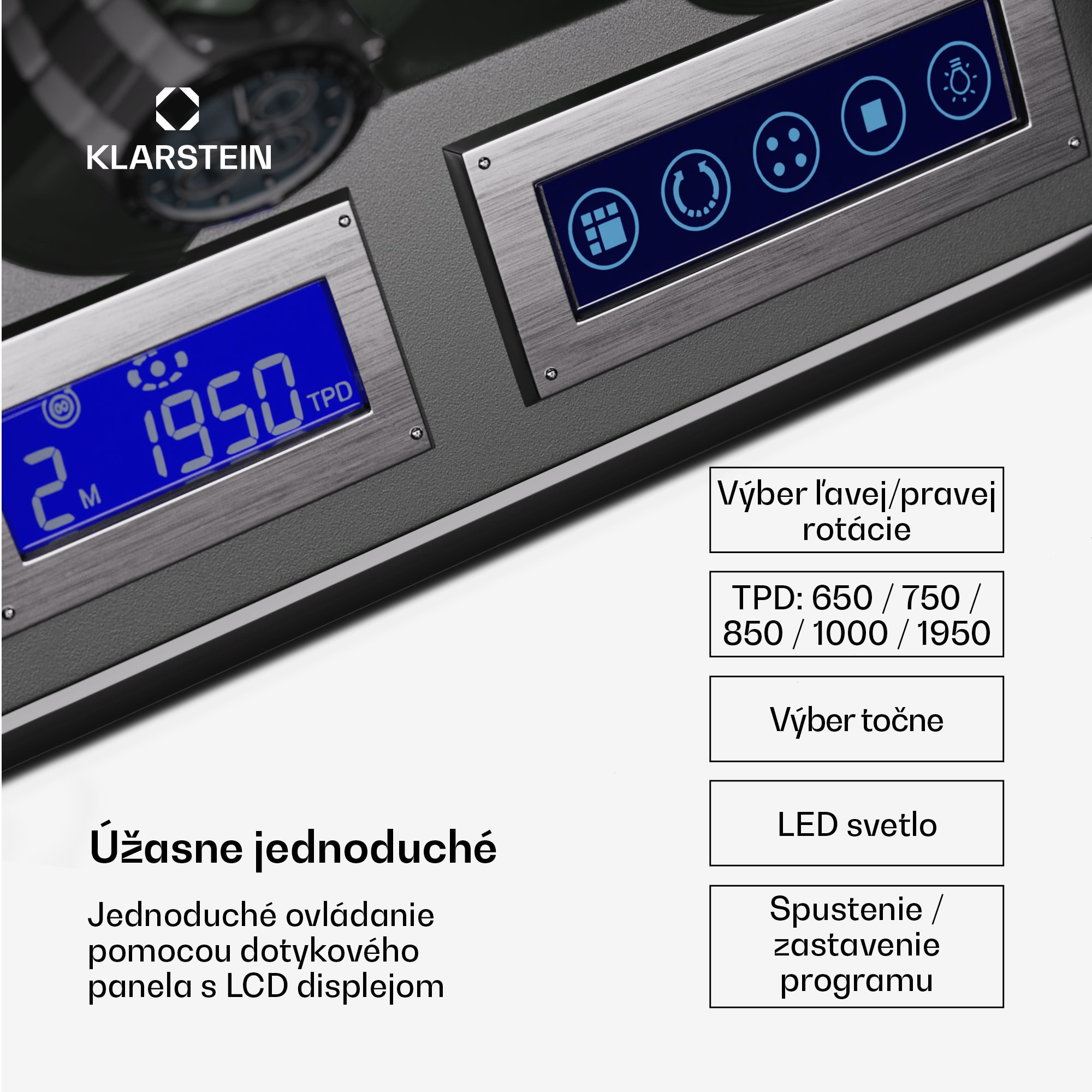 Klarstein Verdon 4, naťahovač hodiniek, na 4 hodinky, 3 režimy, 5 rýchlostí, LED, diaľkové ovládanie – Obrázok 5