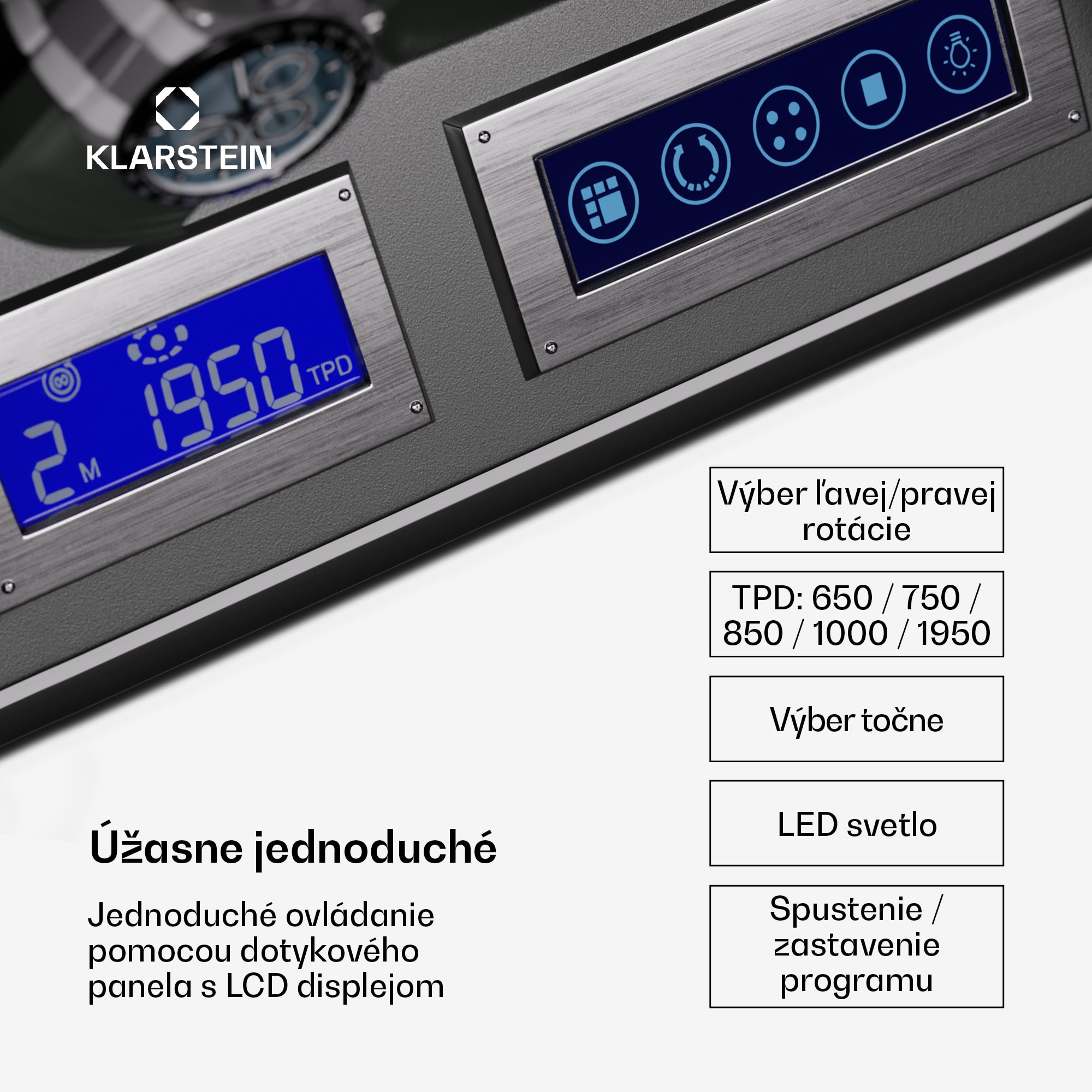 Klarstein Verdon 6, naťahovač hodiniek, na 6 hodiniek, 3 režimy, 5 rýchlostí, LED, diaľkové ovládanie – Obrázok 5
