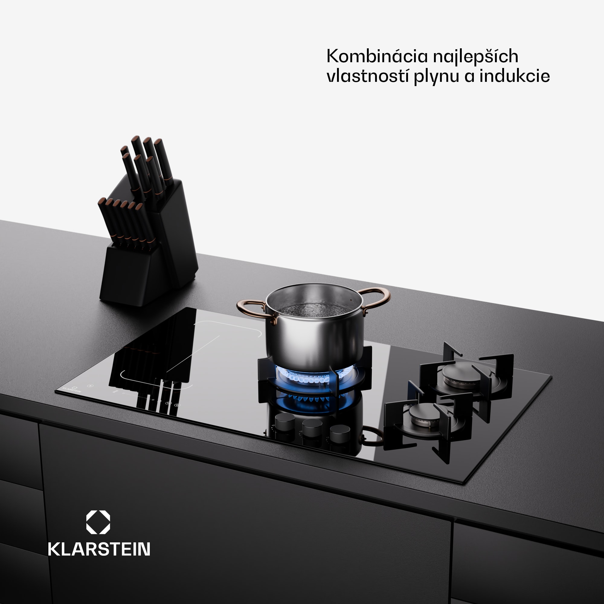 Klarstein MultiChef 5 Wok, indukčná a plynová varná doska, 5 varných zón, 3 plynové horáky, 2 indukčné varné dosky, FlexZone – Obrázok 5