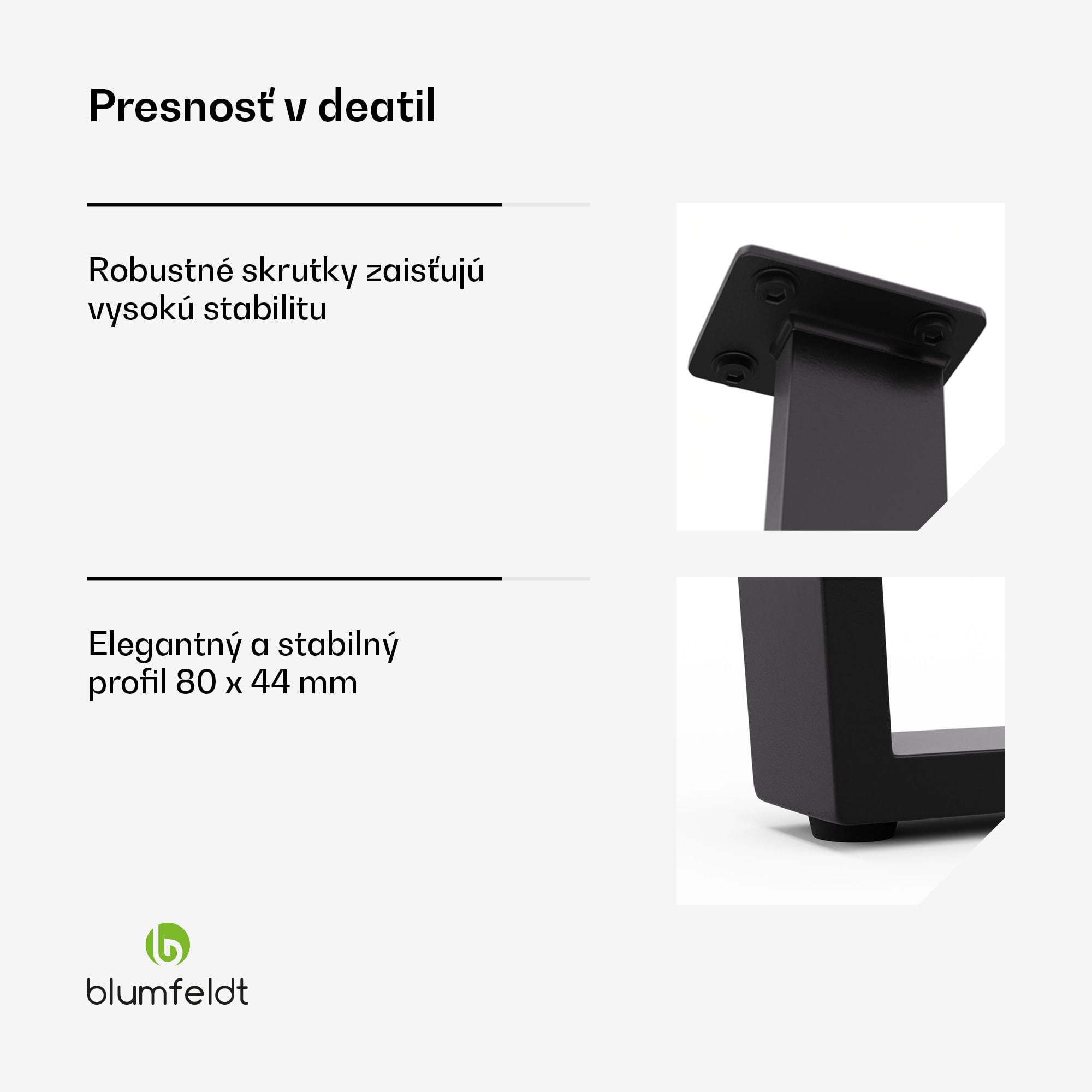 Blumfeldt Ayr Table Legs, Nohy stola 62 x 43 cm, kov – Obrázok 5