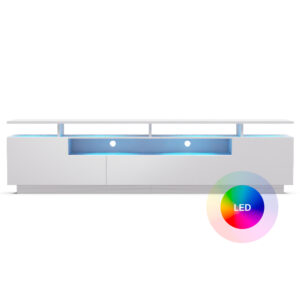 blumfeldt Perth Lowboard , TV skrinka, LED, 3 police, biela, 195 x 33 x 50 cm