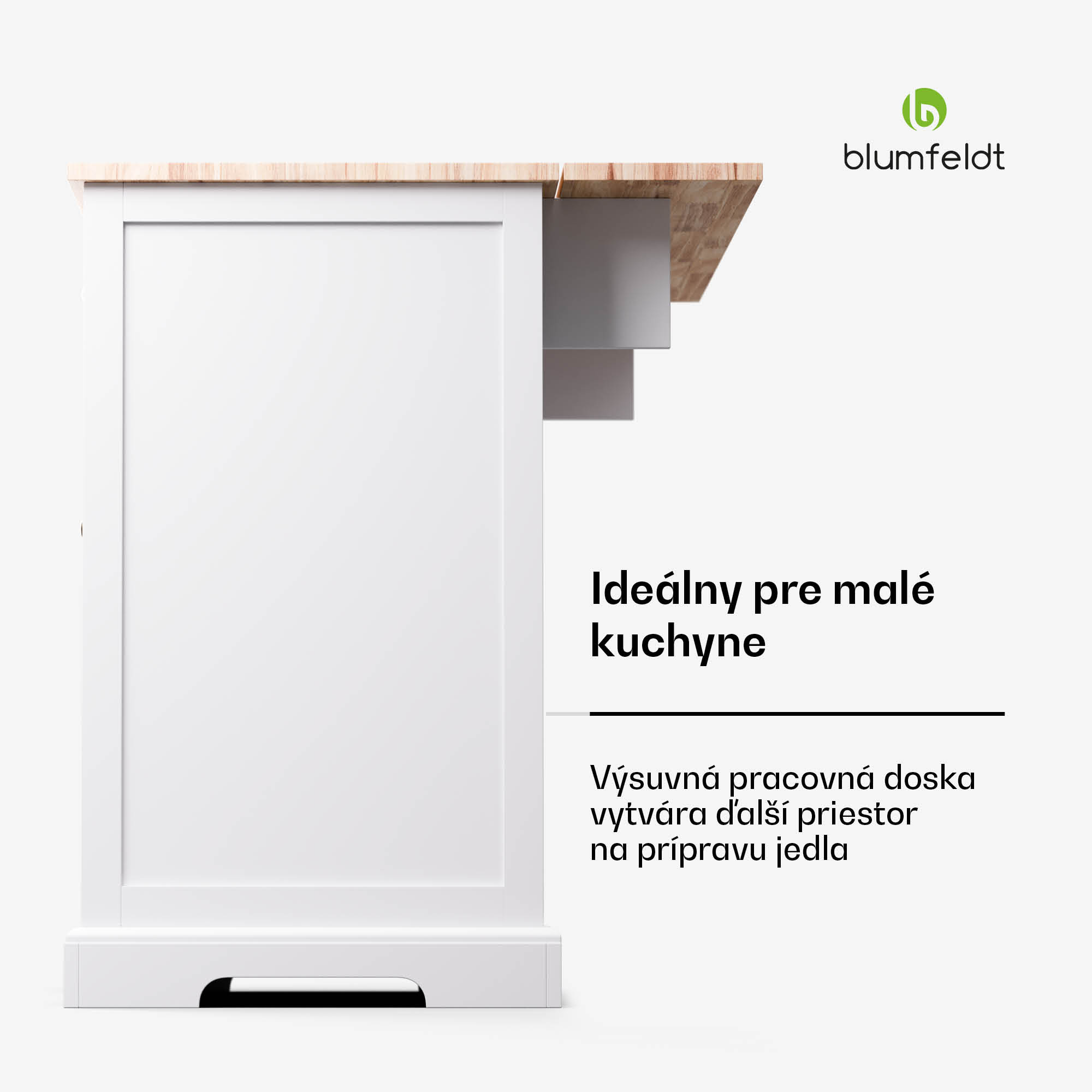 Blumfeldt Etsu, kuchynský ostrov, rozťahovacia pracovná doska, 2 zásuvky, 4 dvierka, možno použiť ako jedálenský stôl, úložný priestor, ľahko sa čistí – Obrázok 4