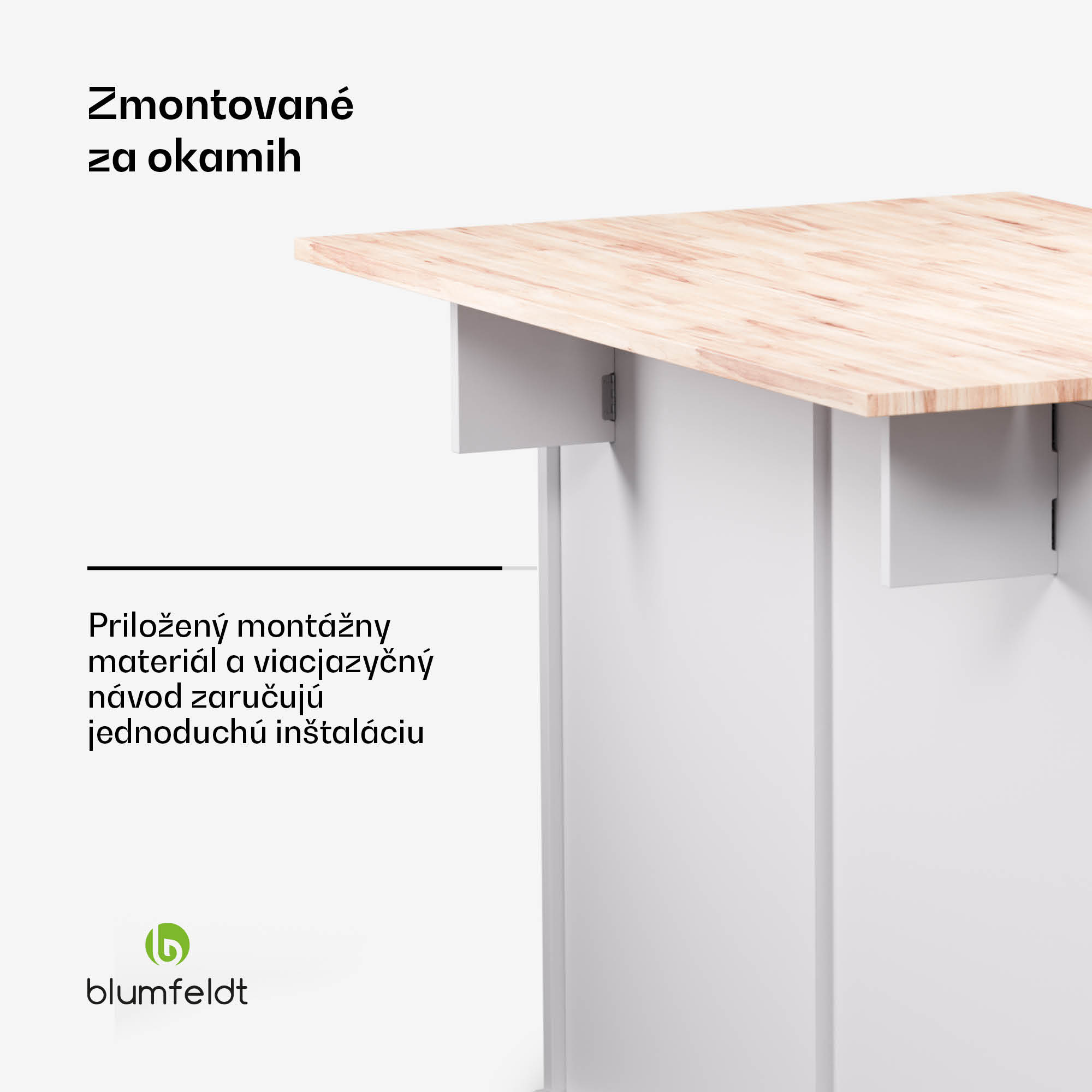 Blumfeldt Etsu, kuchynský ostrov, rozťahovacia pracovná doska, 2 zásuvky, 4 dvierka, možno použiť ako jedálenský stôl, úložný priestor, ľahko sa čistí – Obrázok 5