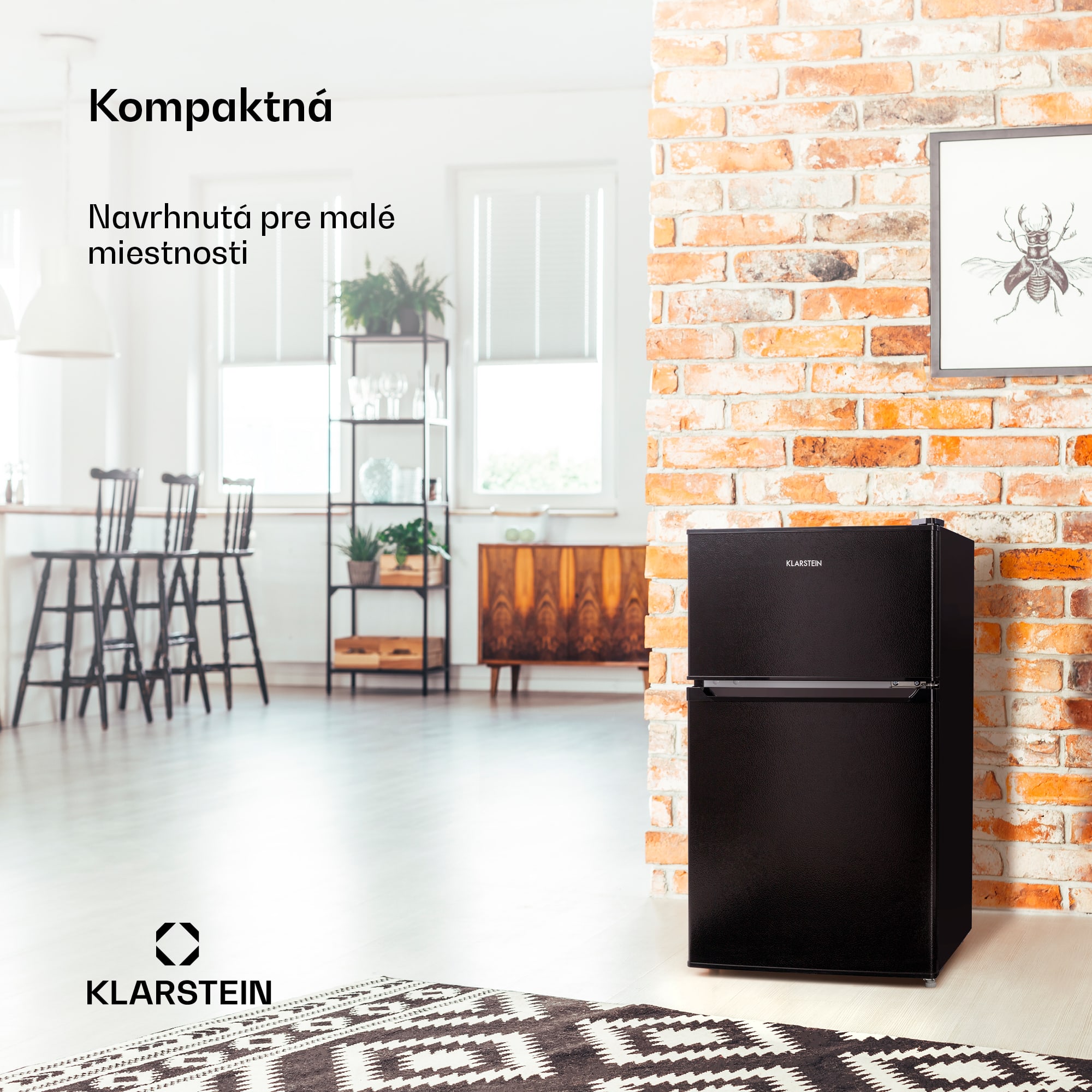 Klarstein Big Daddy Cool, kombinovaná chladnička, 61/26 l, 40 dB, energet. trieda E, čierna – Obrázok 3