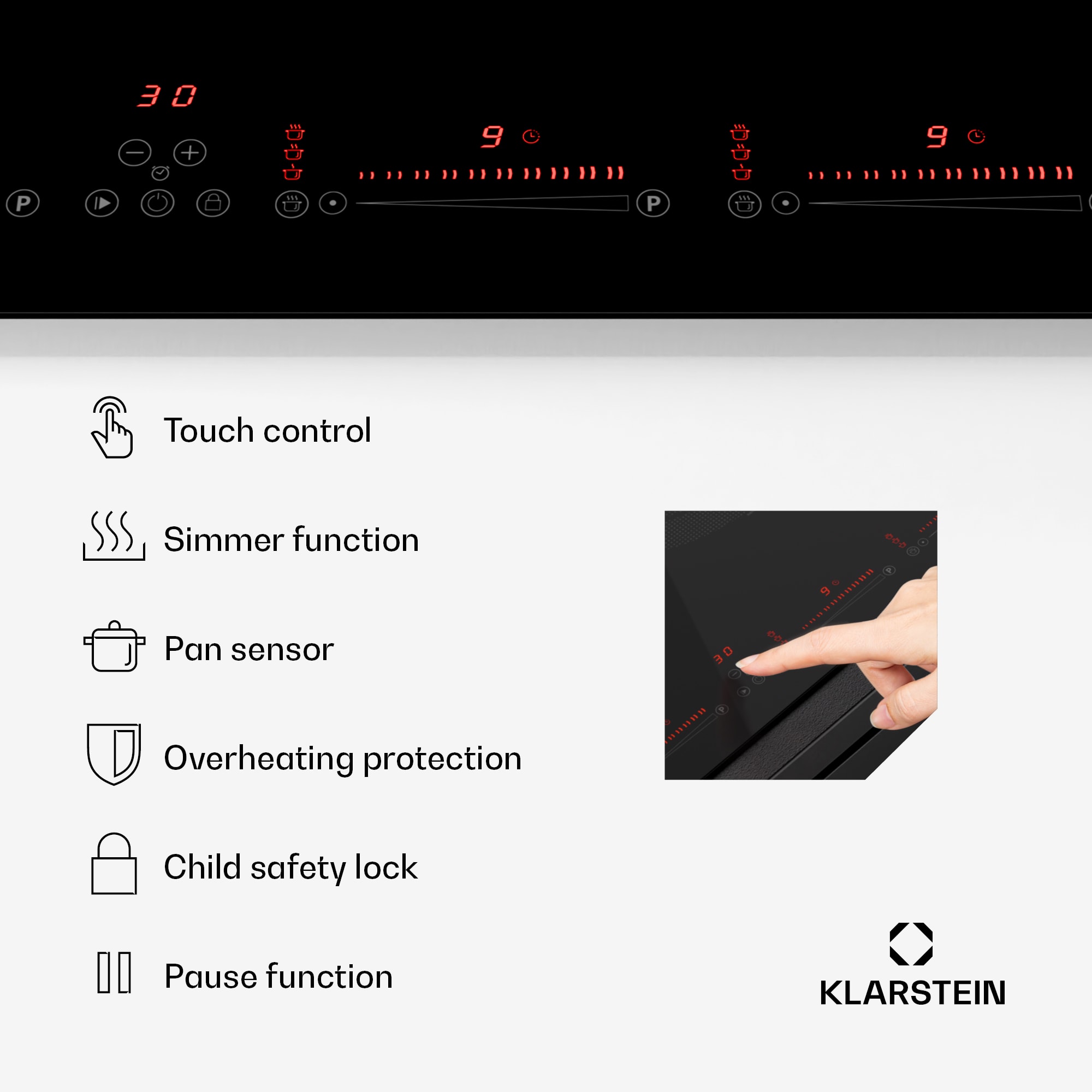 Klarstein Masterzone 77 Hybrid, indukčná varná doska, max. 7200 W, vstavaná, 4 Flex zóny, technológia ThermoBoost, Smart Flex – Obrázok 5