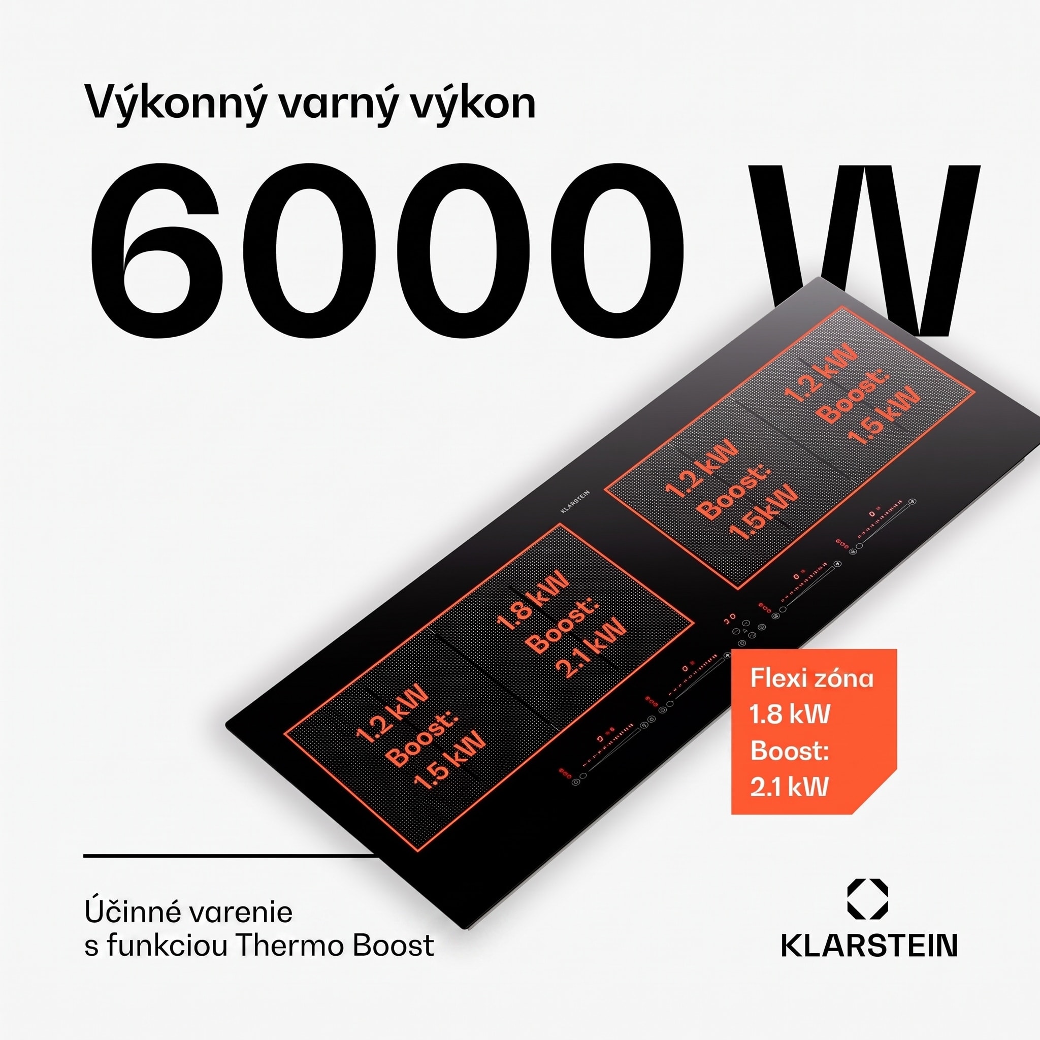 Klarstein Masterzone 90 Slim Flex, indukčná varná doska, max. 7200 W, vstavaná, 4 zóny, 2 Flex zóny, technológia ThermoBoost, Smart Flex – Obrázok 3