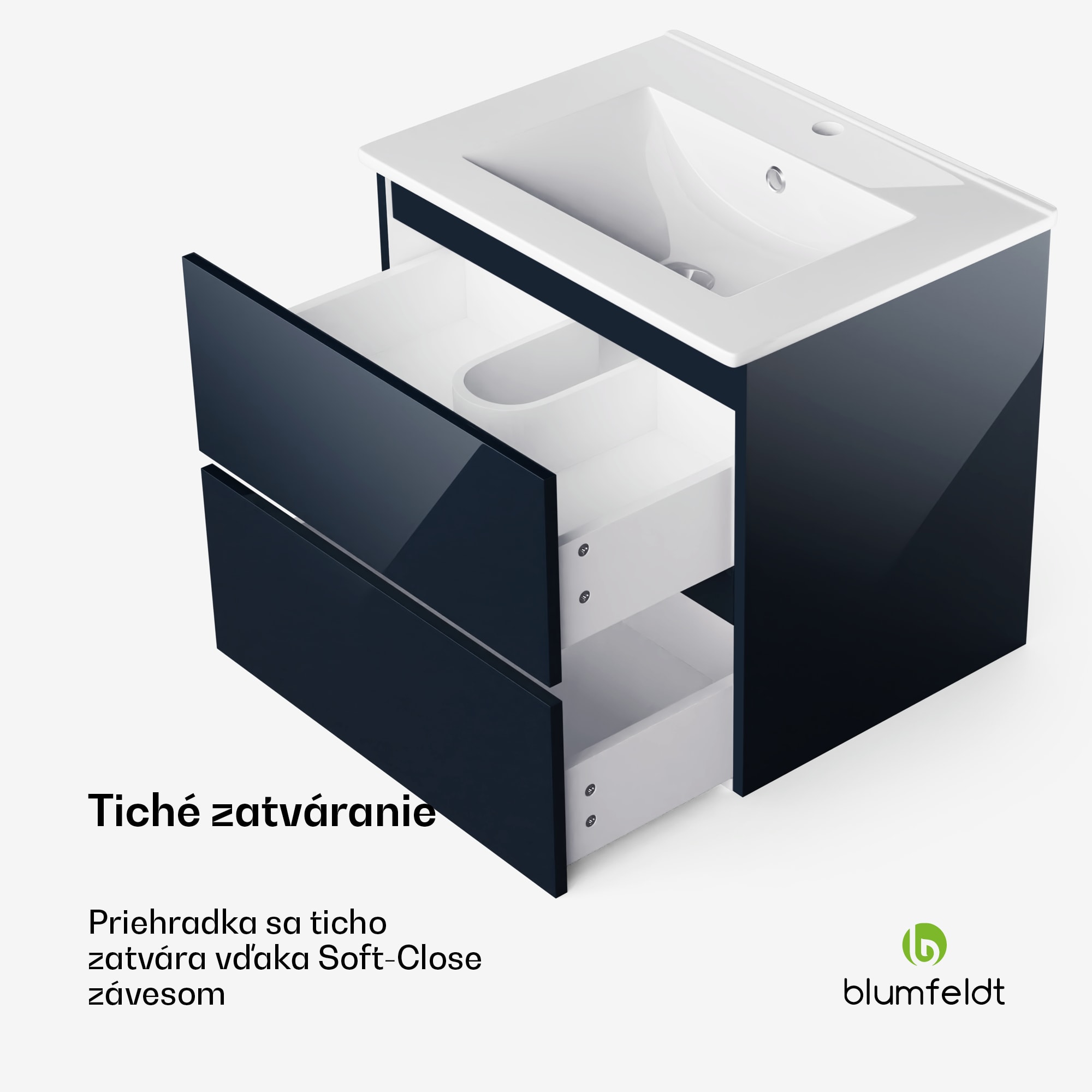 Blumfeldt Johnstone, umývadlo a skrinka do kúpeľne, 60 cm, keramické umývadlo, zatváranie Soft-Close – Obrázok 4