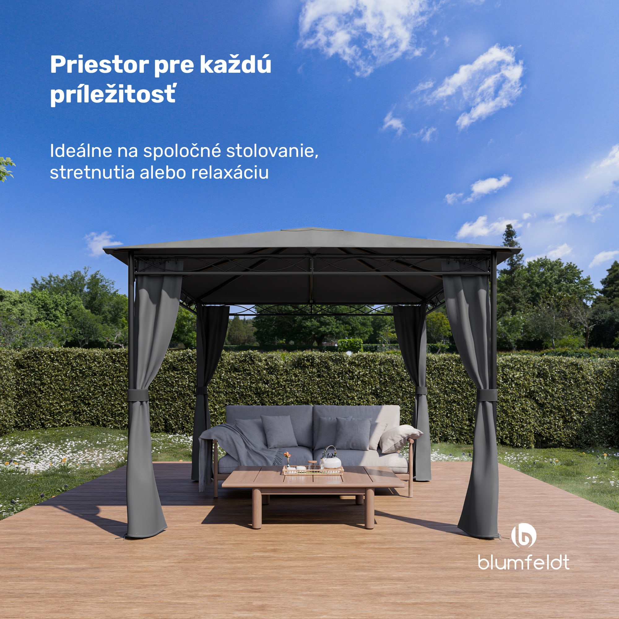 Blumfeldt Mondo, záhradný altánok, párty stan, oceľ, polyester, tmavosivý – Obrázok 2