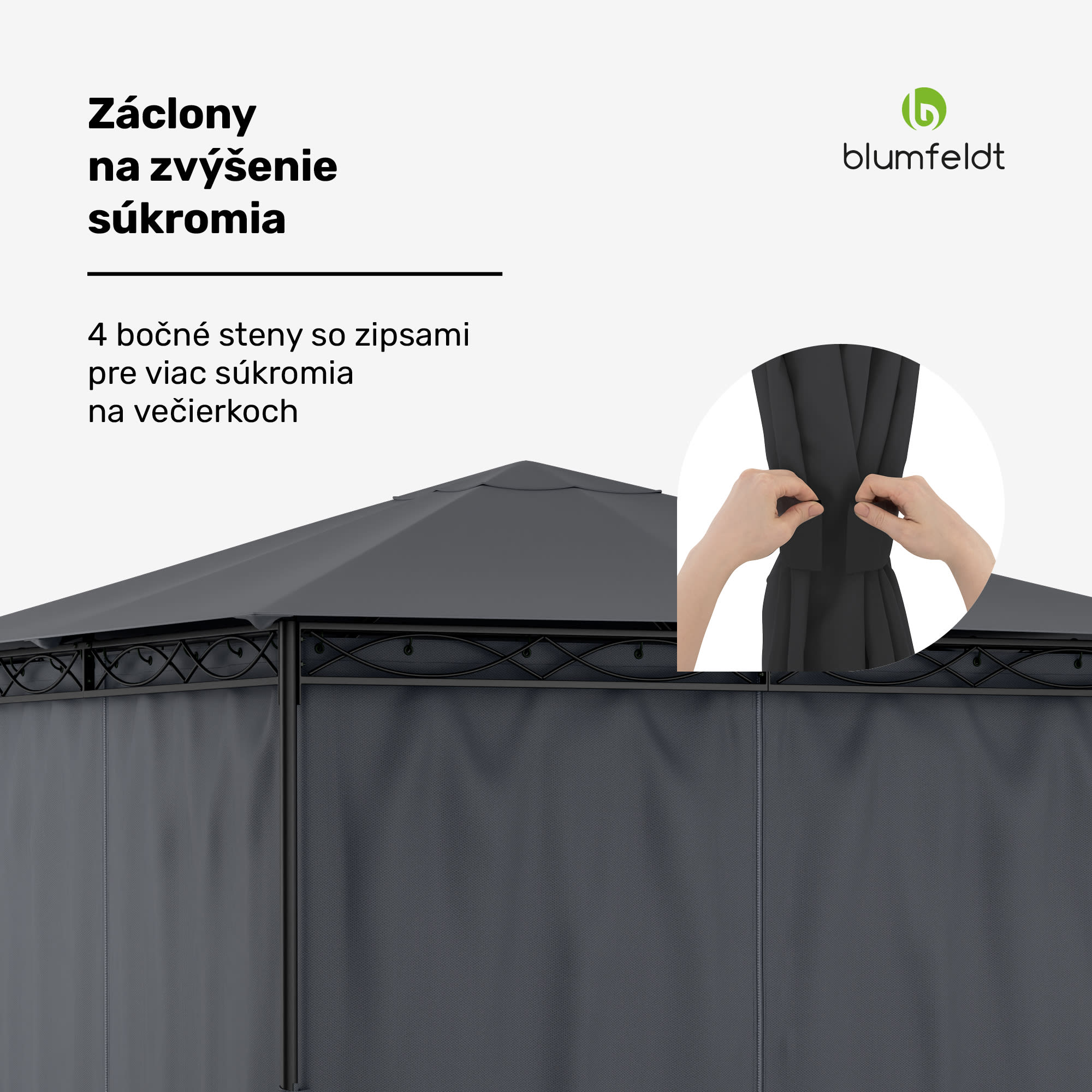 Blumfeldt Mondo, záhradný altánok, párty stan, oceľ, polyester, tmavosivý – Obrázok 4