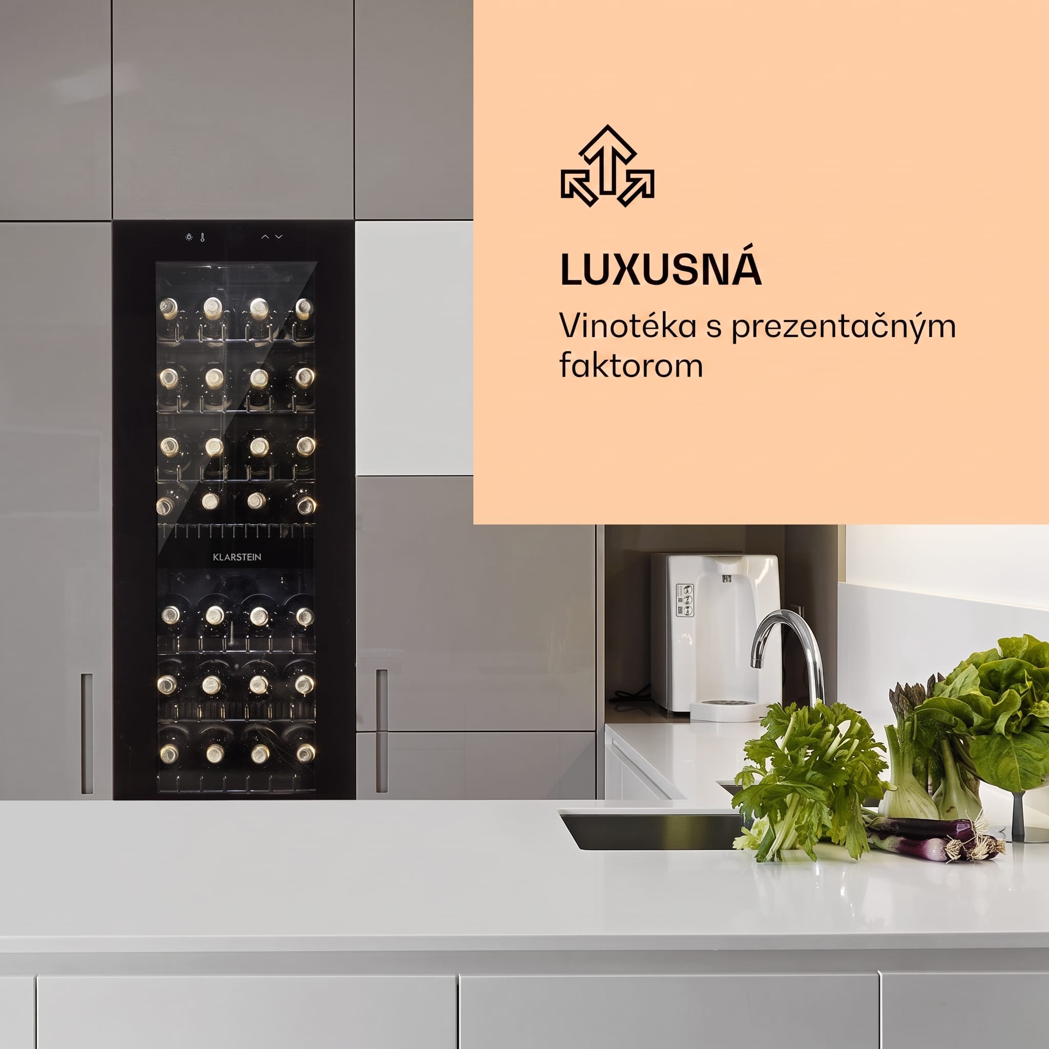 Klarstein Bellevine Deux 39 Flex, vinotéka, 116 l, 34 fliaš, 2 zóny – Obrázok 2