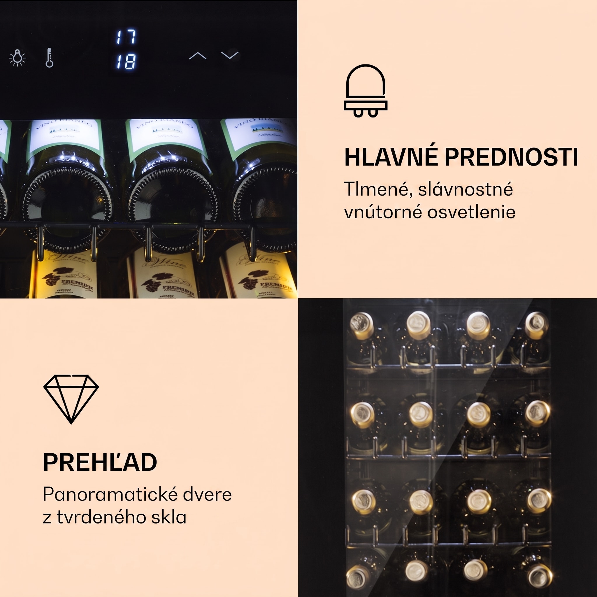 Klarstein Bellevine Deux 39 Flex, vinotéka, 116 l, 34 fliaš, 2 zóny – Obrázok 3