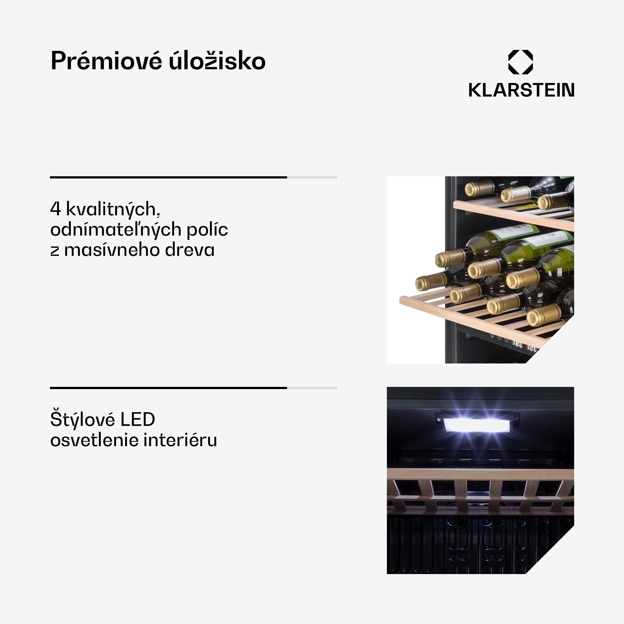 Klarstein Vinamour 45D, vinotéka, 118 l, 45 fliaš, 5–18°C, 2 zóny, nehrdzavejúca oceľ – Obrázok 5