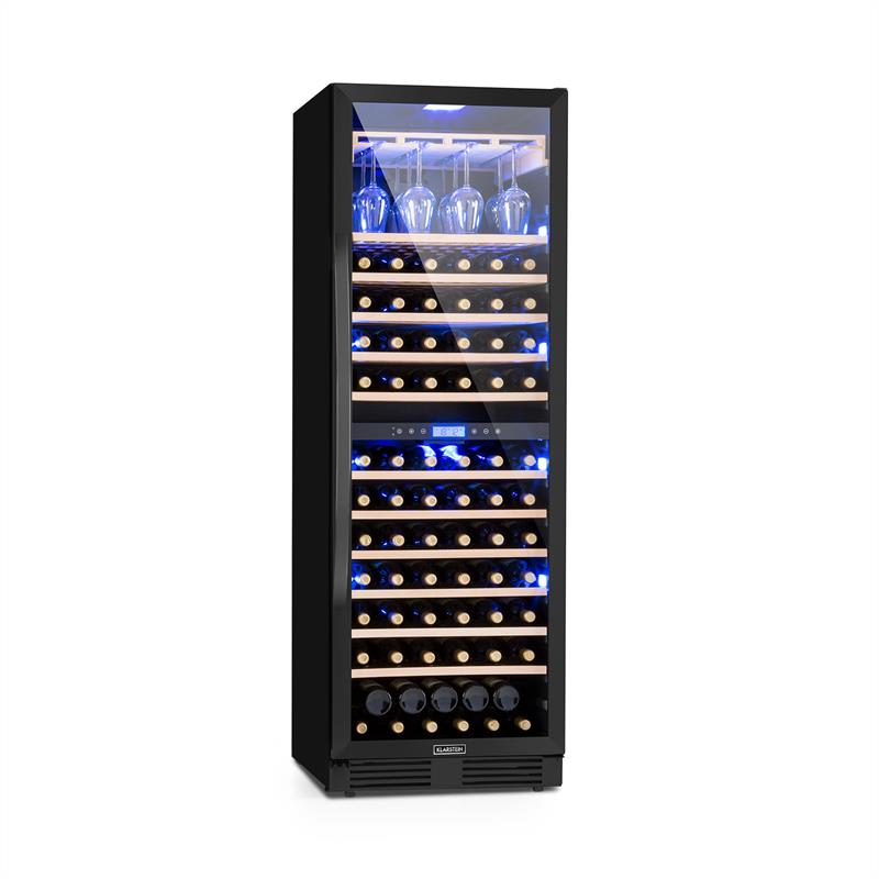 Klarstein Vinovilla Onyx Grande Duo, vinotéka, 425 l, 162 fliaš, 3-farebné LED osvetlenie, čierna