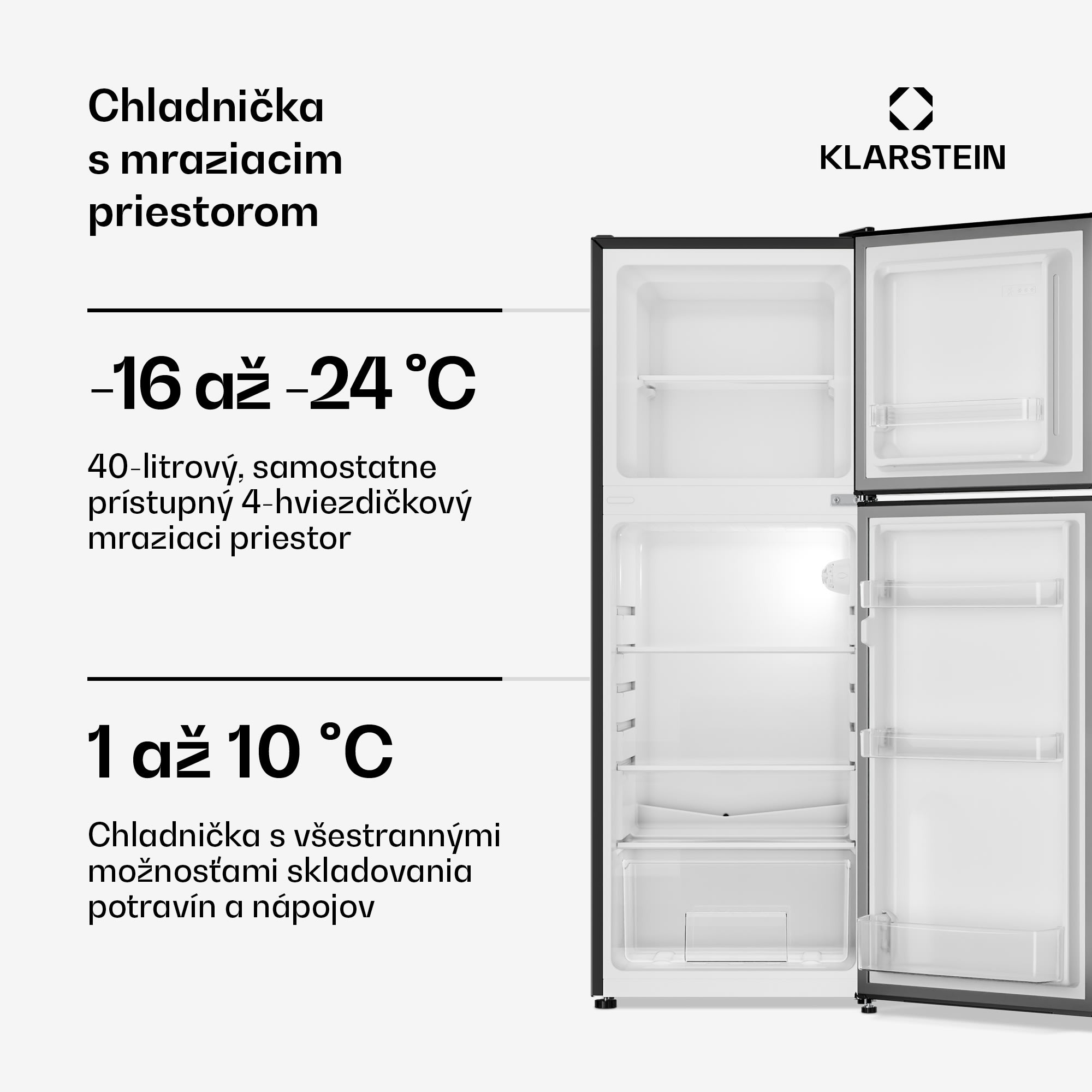 Klarstein Audrey, kombinovaná chladnička, 97/40 l, retro vzhľad – Obrázok 4