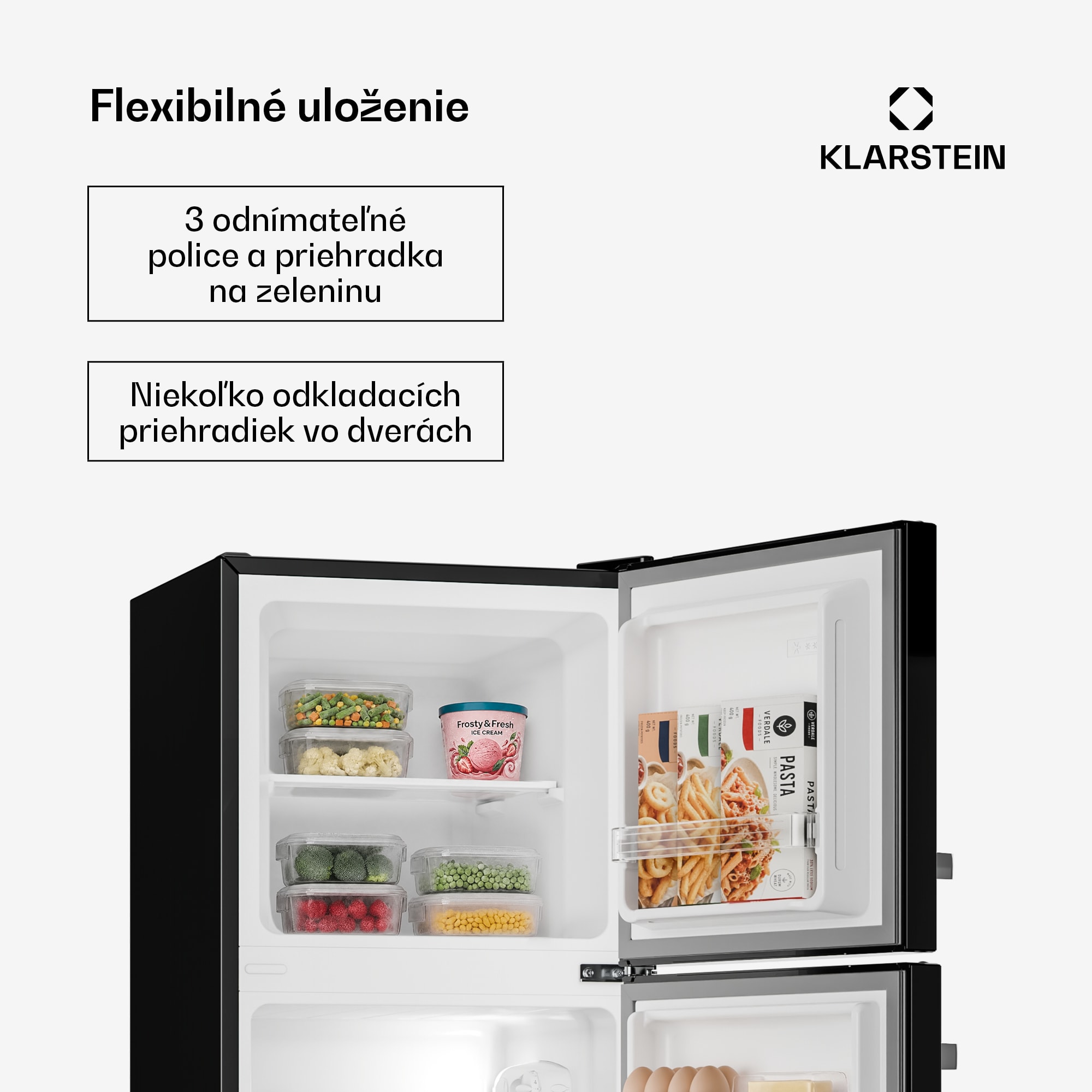 Klarstein Audrey, kombinovaná chladnička, 97/40 l, retro vzhľad – Obrázok 5